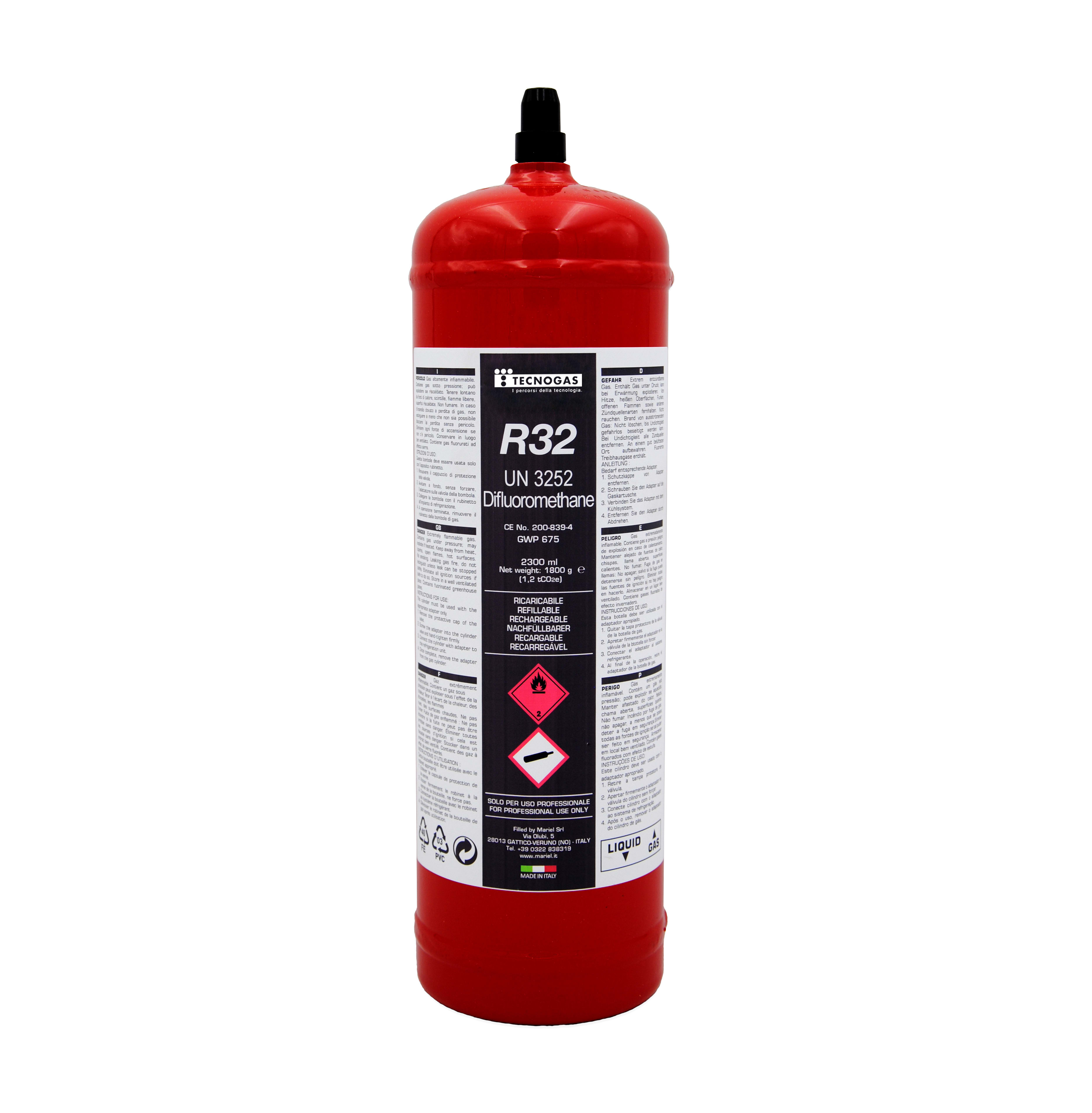 TECNOGAS SRL - TGS00000011258 BOMBOLA FE DI GAS REFRIGERANTE R32 DA 1,