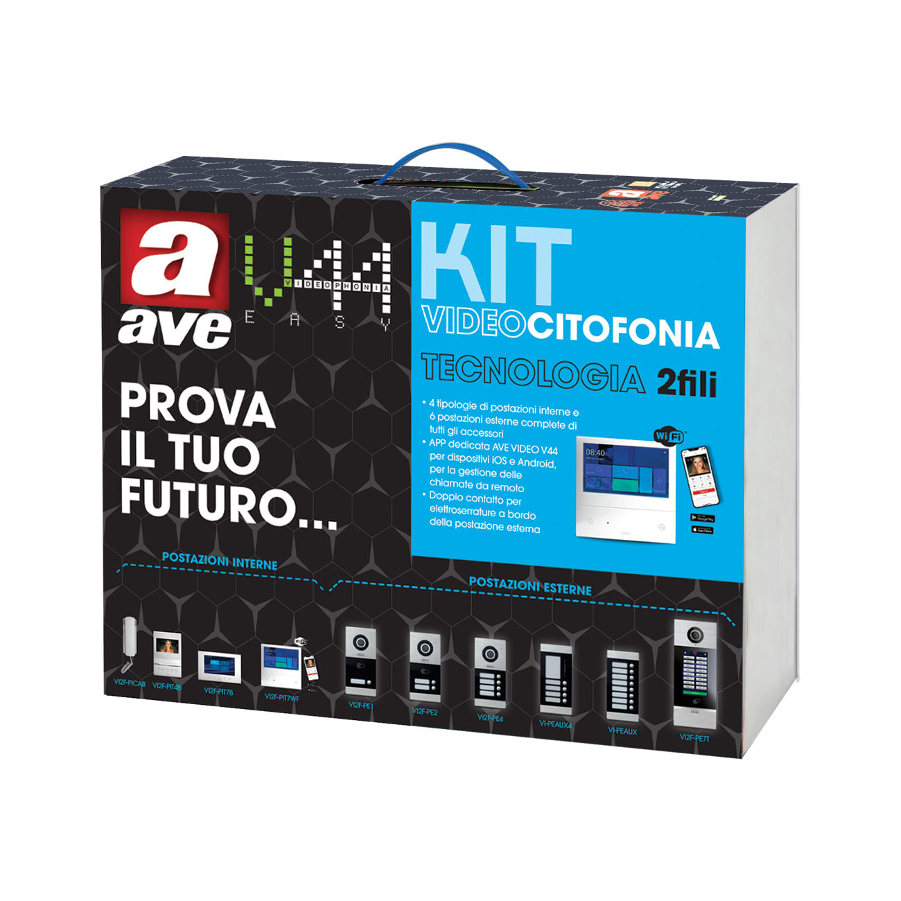 AVE - AVEKV01-1PIT7WF KIT 2 FILI MONOF WIFI LCD 7 BIANCO