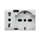 AVE - AVE44609015USB PRESA SCHUKO+ITA+USB A/C WHITEK3M