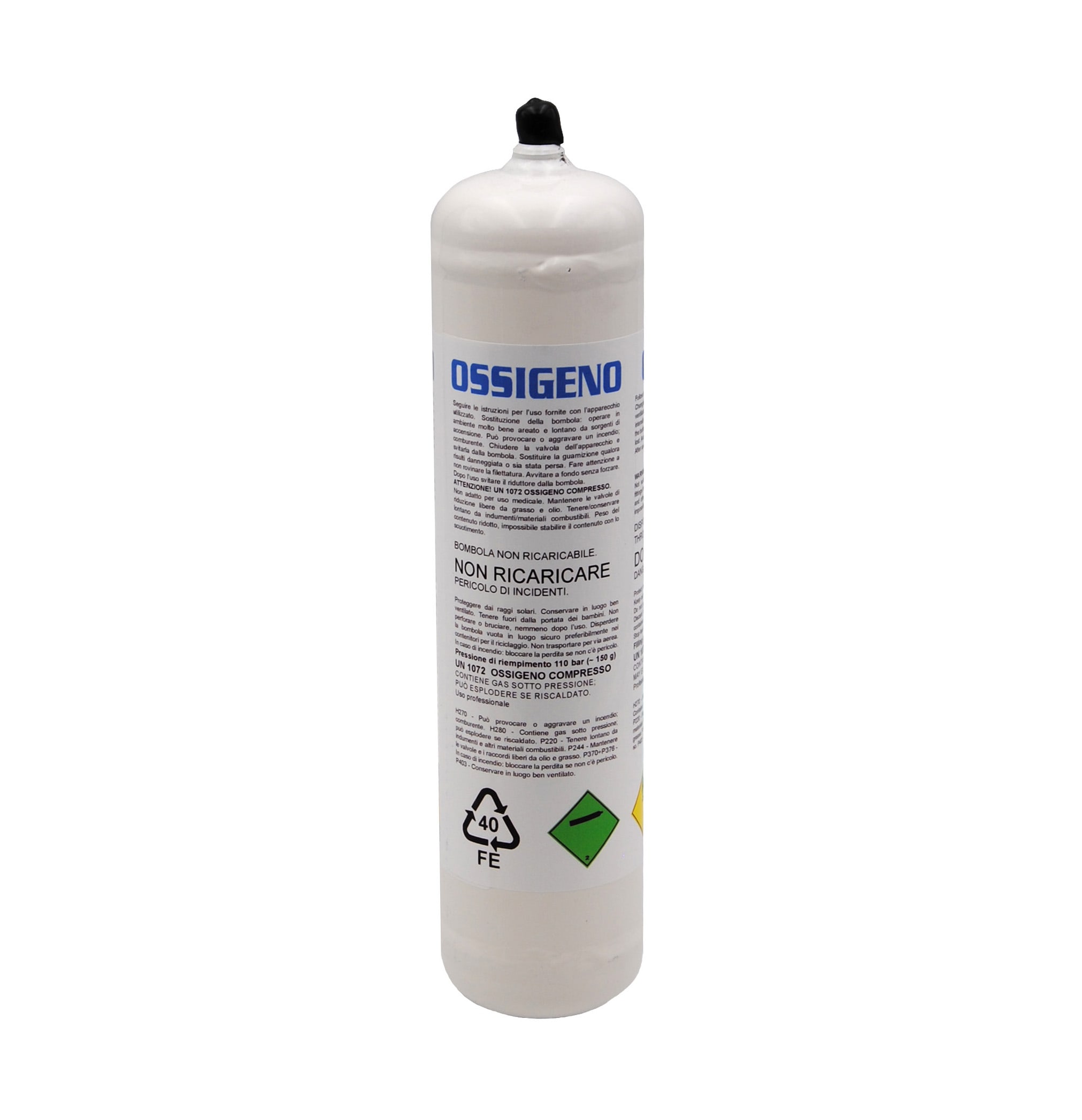 TECNOGAS SRL - TGS00000OX2800 BOMBOLA DI OSSIGENO DA LT.1 CARICATA A 1