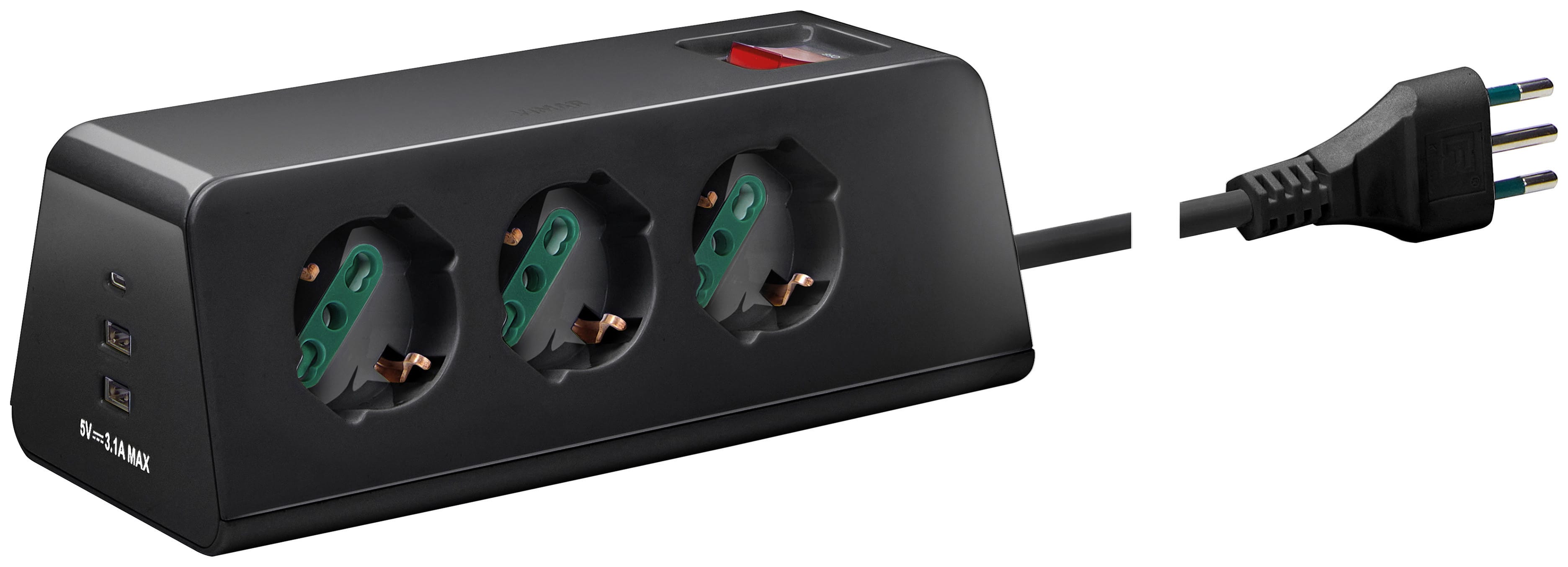 VIMAR SPA - VIW00608.CC PRESA SCRIVANIA 3UNIV.+3USB+S11+CBE NERO