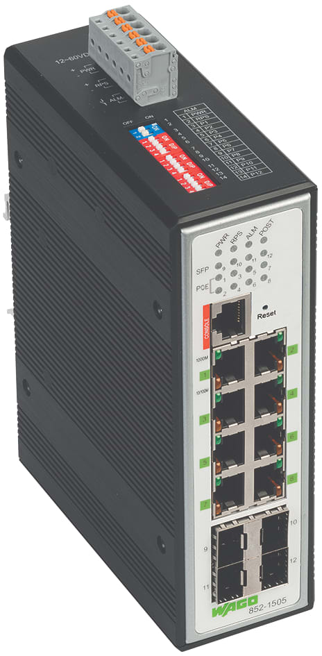 WAGO ITALIA SRL - WAG852-1505 SWITCH MAN 8P 1000BASE-T 4 SX/LX 8 POE N