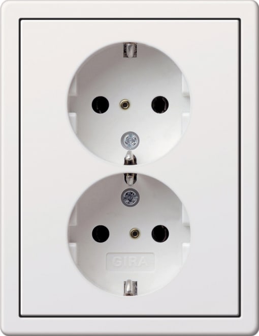 GIRA - GIR0780112 SCHUKO 2f + Rahmen Flachenschalter Reinw