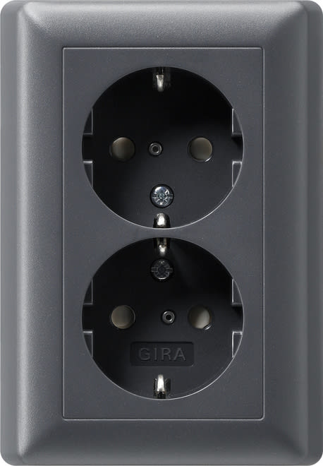 GIRA - GIR078328 SCHUKO 2f SH + Vollpl. System 55 Anthraz