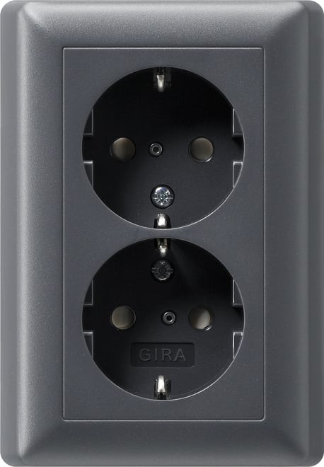 GIRA - GGI078328 SCHUKO 2f SH + Vollpl. System 55 Anthraz