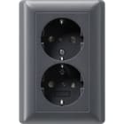 GIRA - GGI078328 SCHUKO 2f SH + Vollpl. System 55 Anthraz