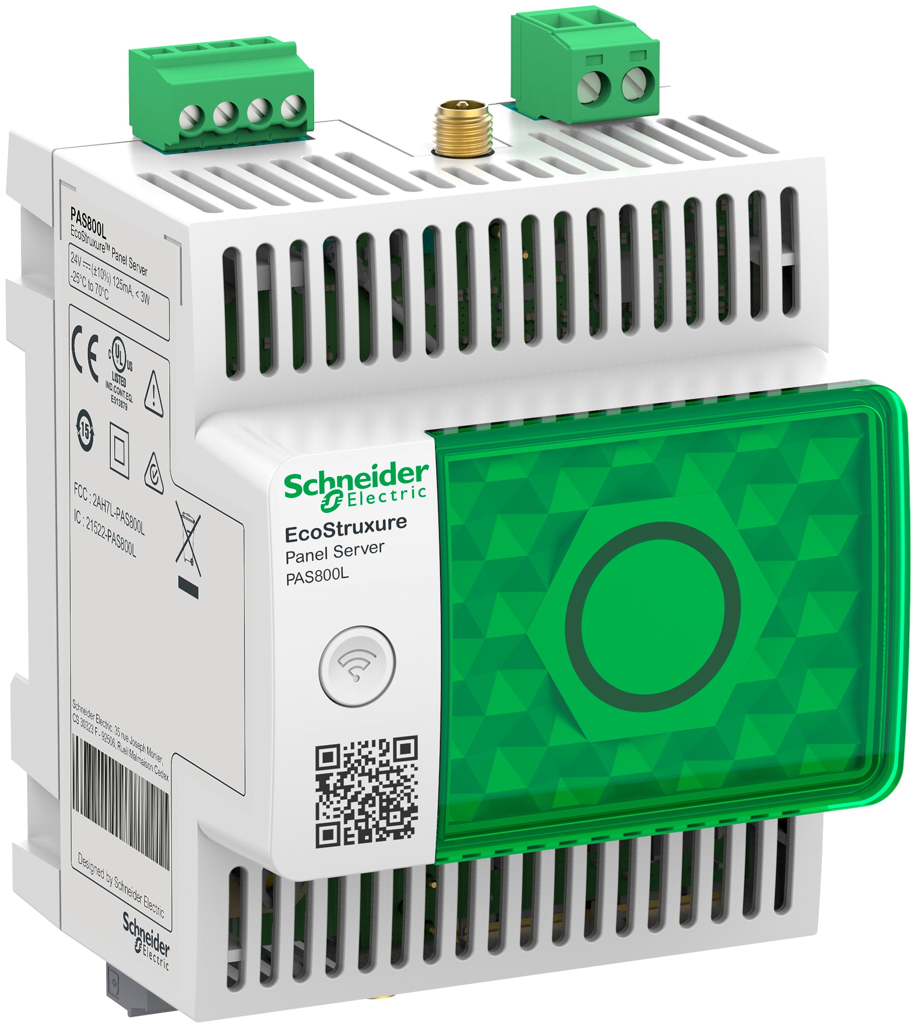 SCHNEIDER ELECTRIC - SNRPAS800L EcoStruxure Panel Server - Advanced datalogger wireless e modbus, Energy Server, 2DI, 24VDC