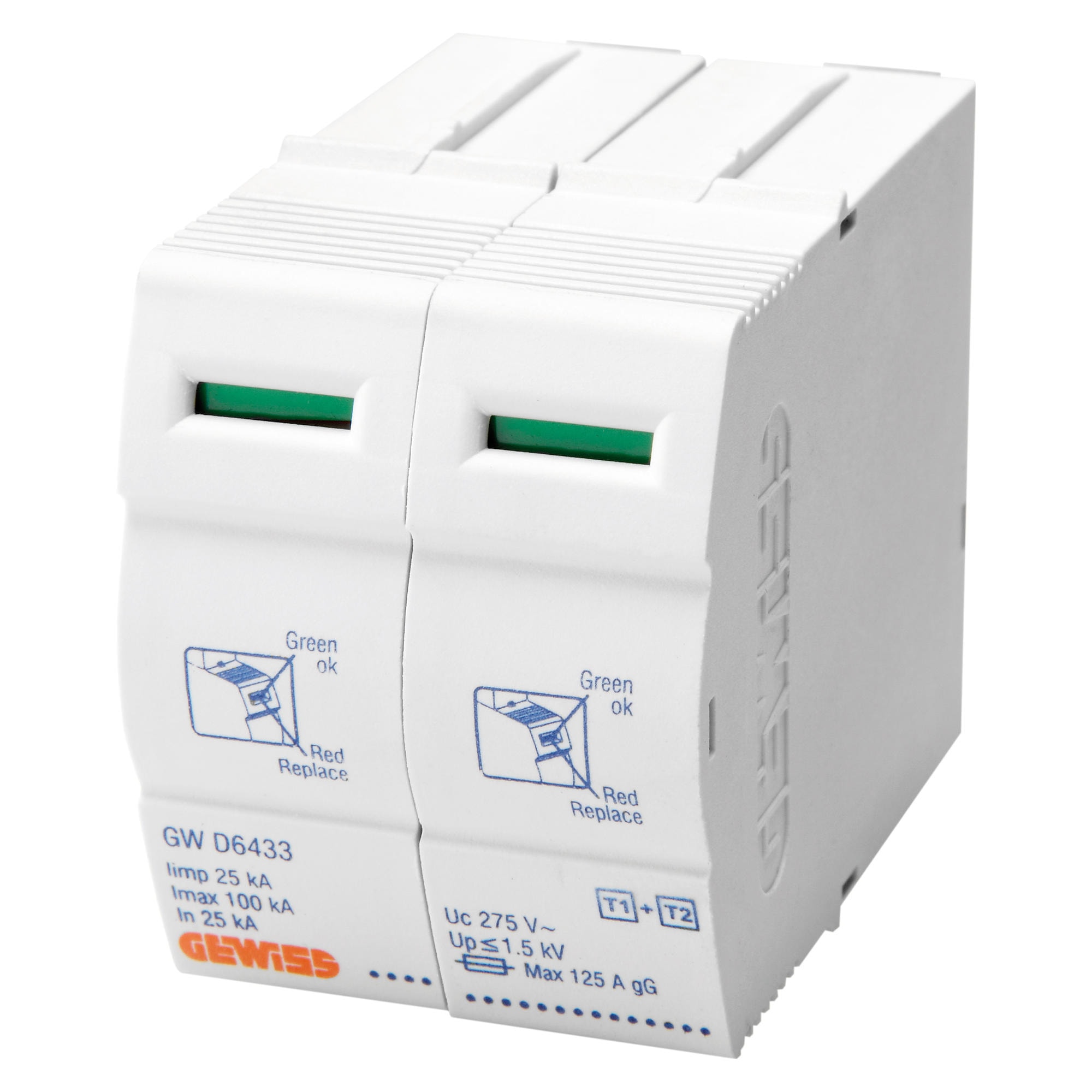 GEWISS - GEWGWD6433 LST - CARTUCCIA ESTRAIBILE - FASE 25KA - TIPO 1+2