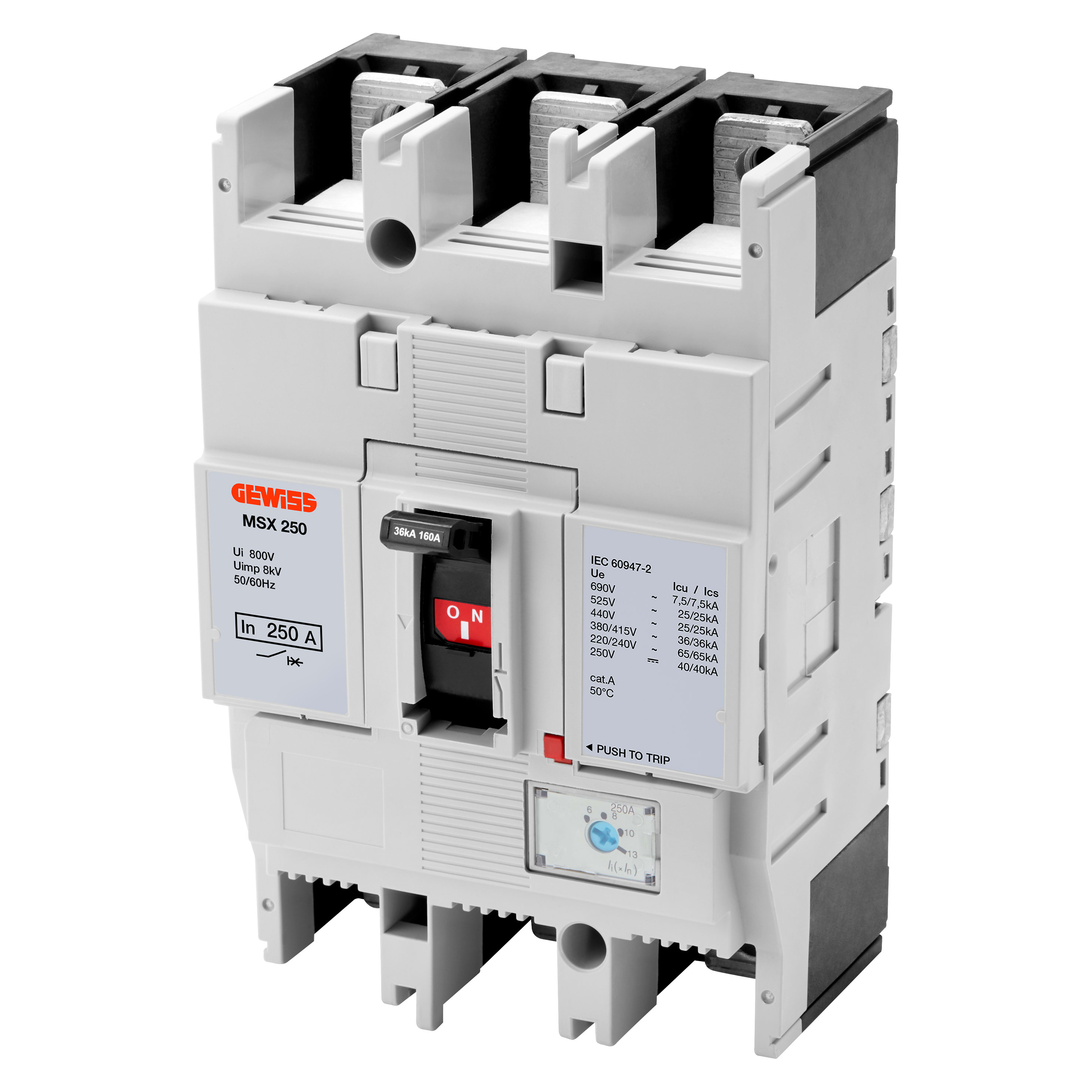 GEWISS - GEWGWD9208 MSX 250 - INTERRUTTORE MAGNETOTERMICO SCATOLATO - MAGNETICA REGOLABILE PER PROTEZIONE MOTORI - 36KA 3P 250A 690V