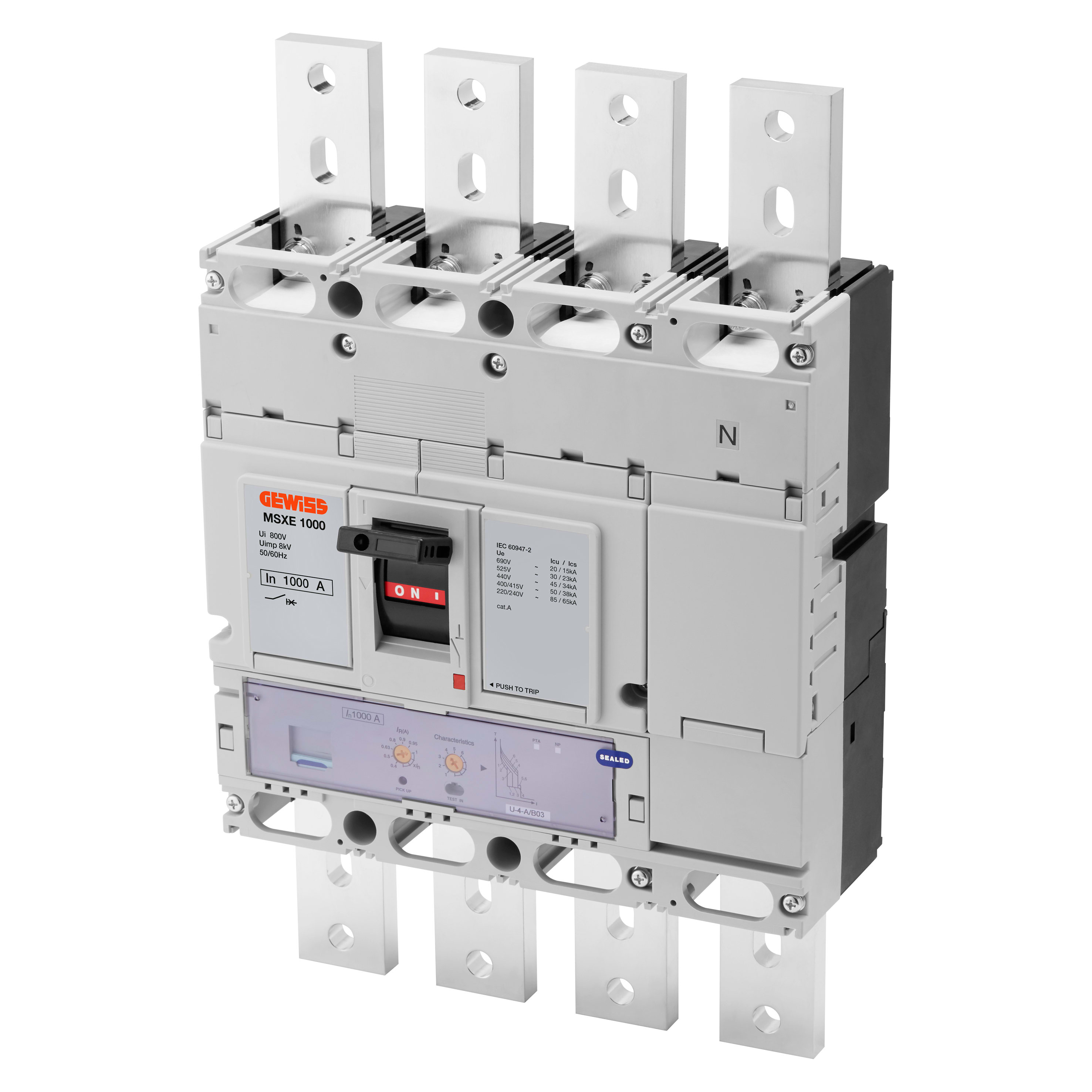 GEWISS - GEWGWD9407 MSXE 1000 - INTERRUTTORE CON SGANCIATORE ELETTRONICO SCATOLATO - LSI - 50KA 3P+N 1000A 690V