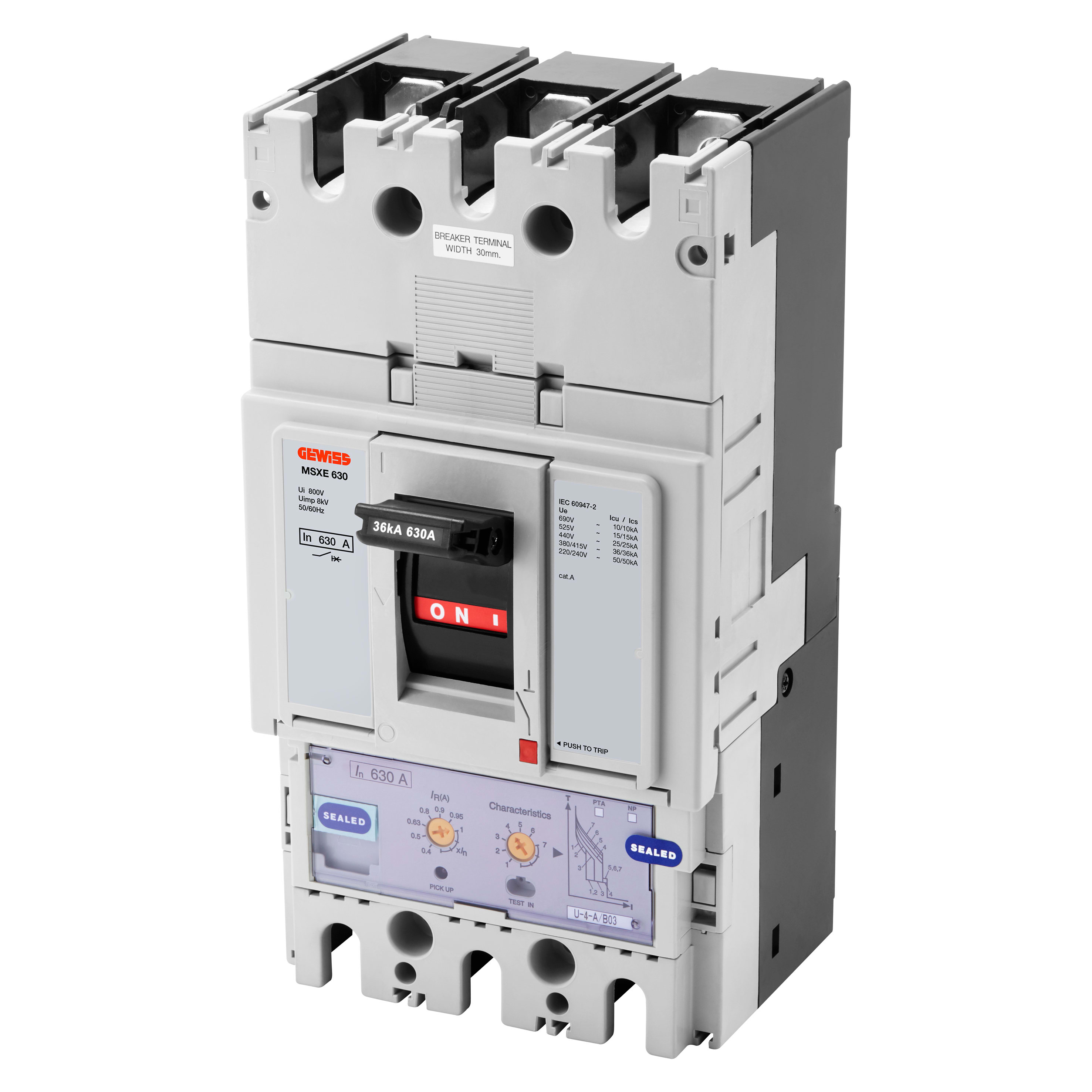 GEWISS - GEWGWD9535 MSXE 630 - INTERRUTTORE CON SGANCIATORE ELETTRONICO SCATOLATO - LSI - 70KA 3P 630A 690V