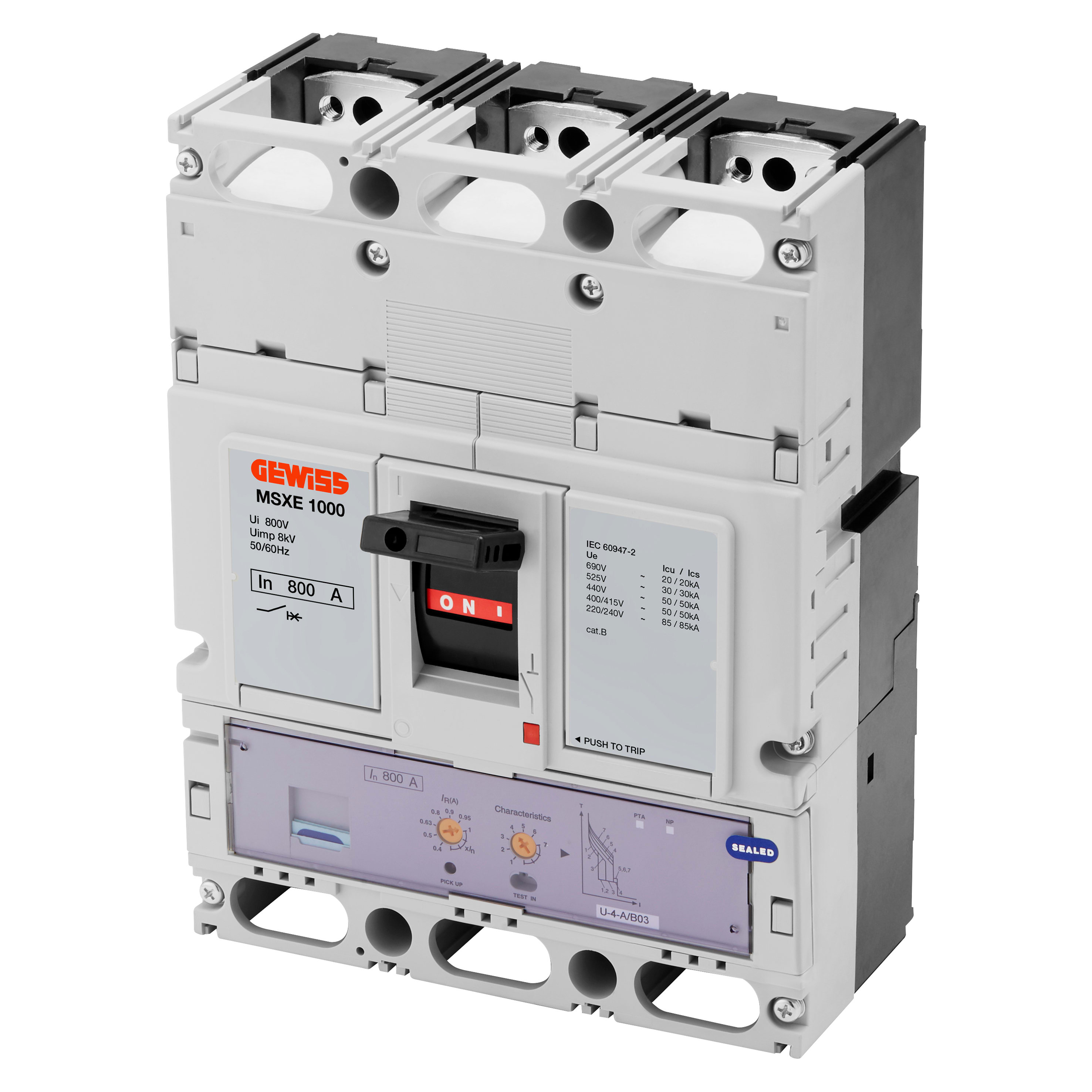 GEWISS - GEWGWD9561 MSXE 1000 - INTERRUTTORE CON SGANCIATORE ELETTRONICO SCATOLATO - LSI - 70KA 3P 800A 690V