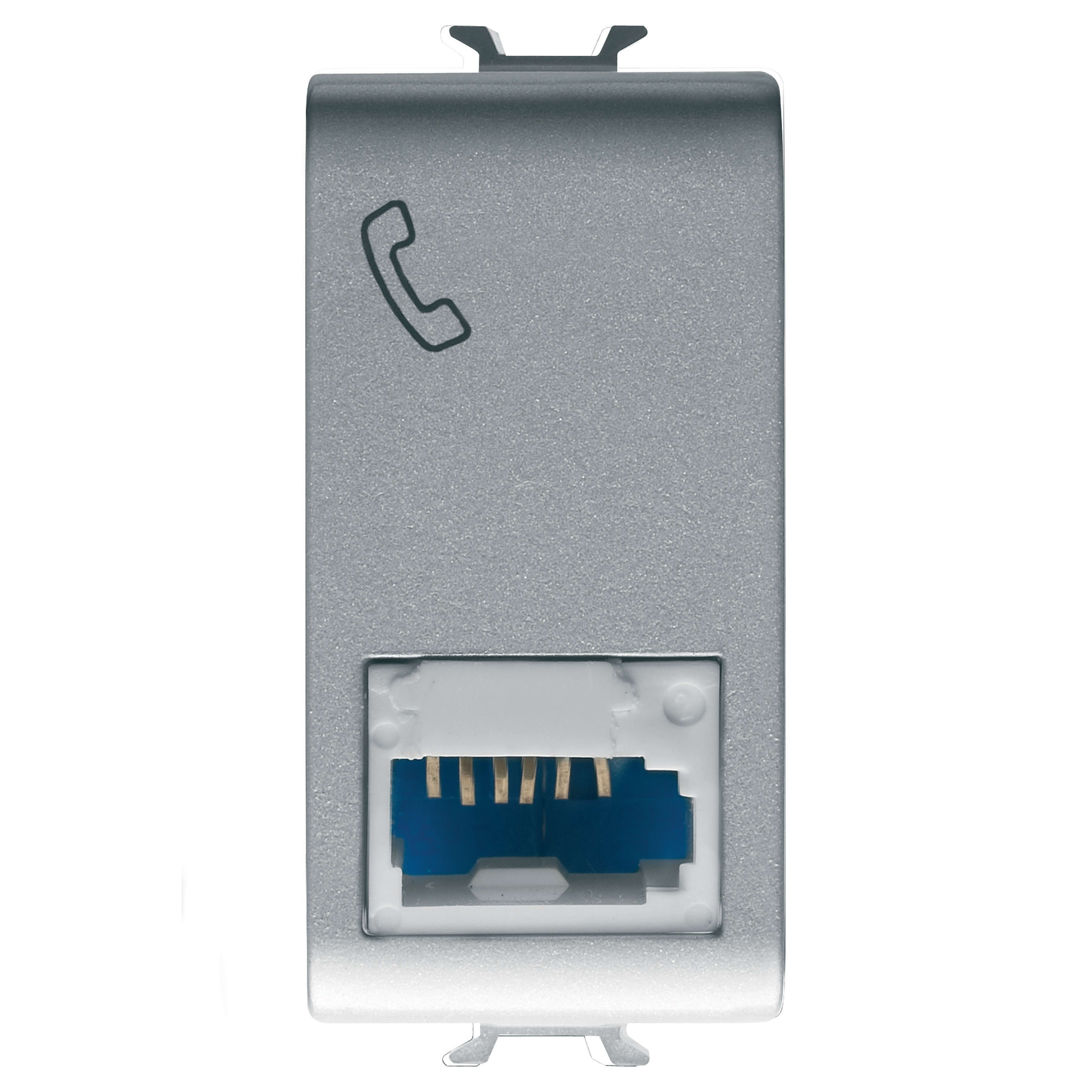 GEWISS - GEWGW14406 PRESA TELEFONICA STANDARD INGLESE - 6 CONTATTI - MORSETTI A VITE - 1 MODULO - TITANIO - CHORUSMART