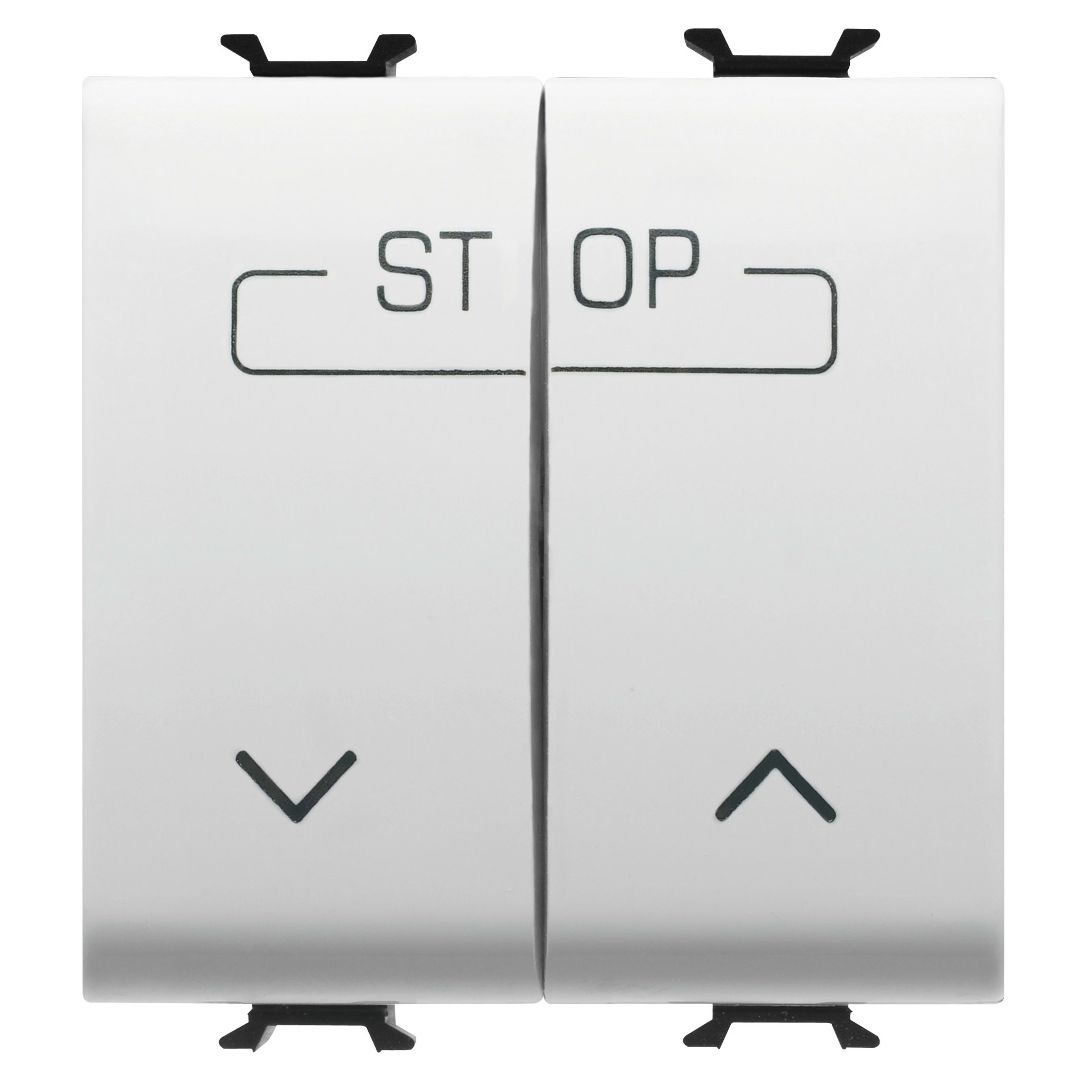 GEWISS - GEWGW15160F DOPPIO PULSANTE 250V ac - MORSETTI CABLAGGIO RAPIDO - UNIPOLARE NA 16A - SIMBOLO SU-GIU'-STOP - 2 MODULI - BIANCO SATINATO - CHORUSMART