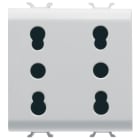 GEWISS - GEWGW15208 PRESA DOPPIA STANDARD ITALIANO 250V ac - 2X2P+T 16A BIVALENTE - P11-P17 - 2 MODULI - BIANCO SATINATO - CHORUSMART