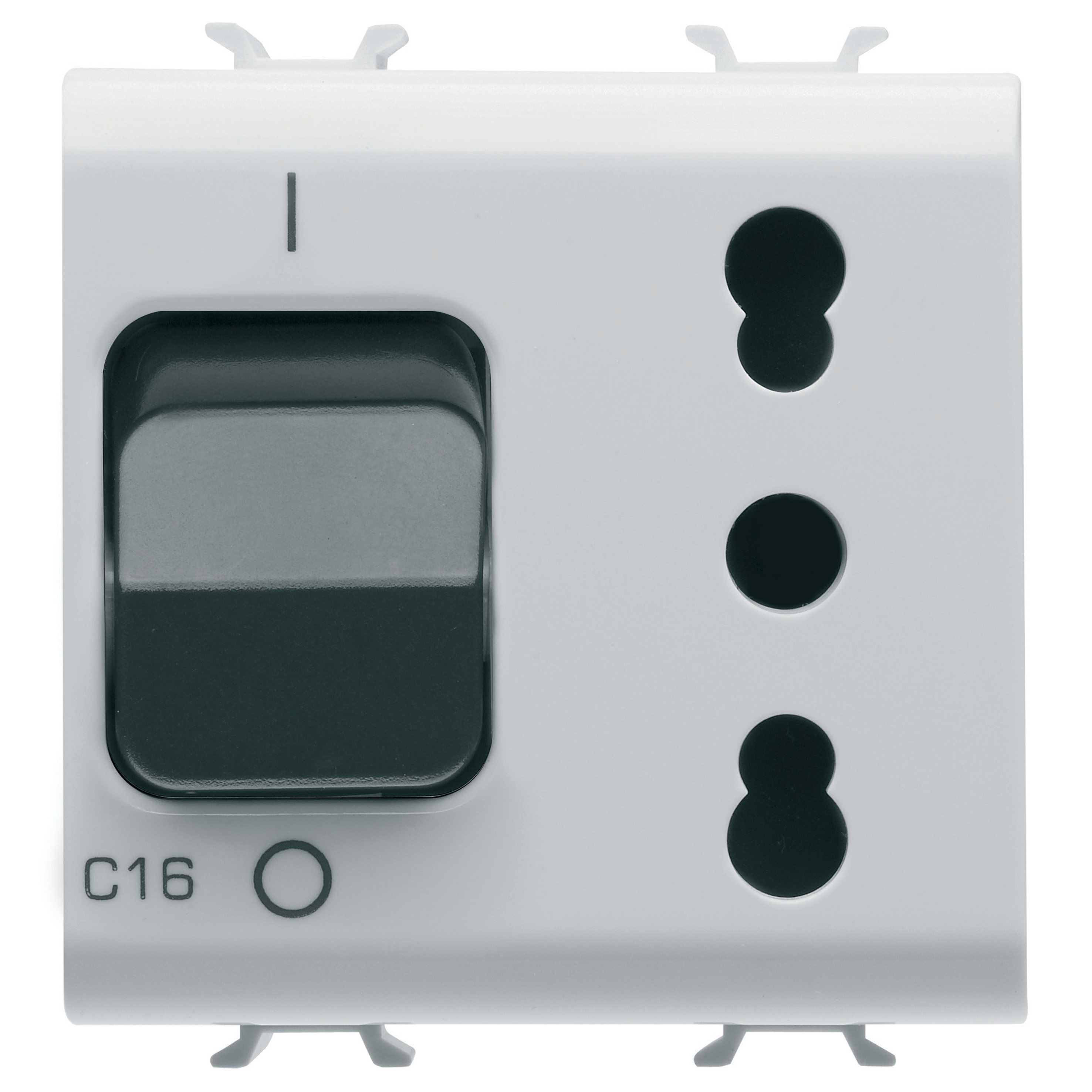 GEWISS - GEWGW15311 PRESA INTERBLOCCATA - 2P+T 16A - P17-P11 - CON INTERRUTTORE MAGNETOTERMICO 1P+N 16A - 230V ac - 2 MODULI - BIANCO SATINATO - CHORUSMART