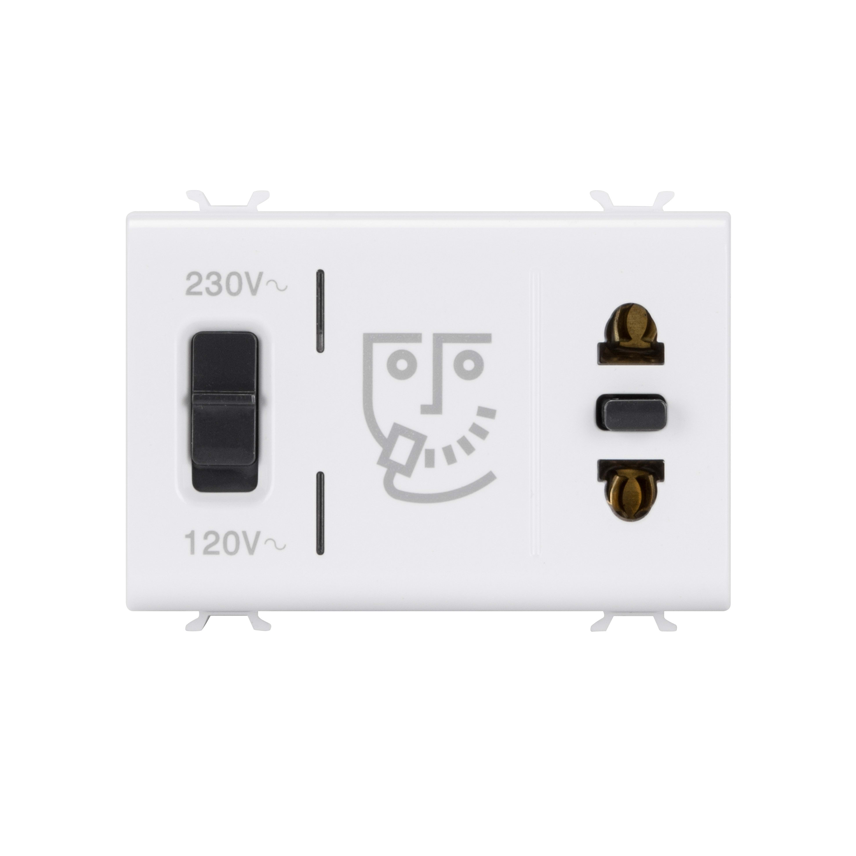 GEWISS - GEWGW15331 PRESA PER RASOIO STANDARD EUROAMERICANO CON TRASFORMATORE DI ISOLAMENTO - 230V ac - 50/60 Hz - 3 MODULI - BIANCO SATINATO - CHORUSMART