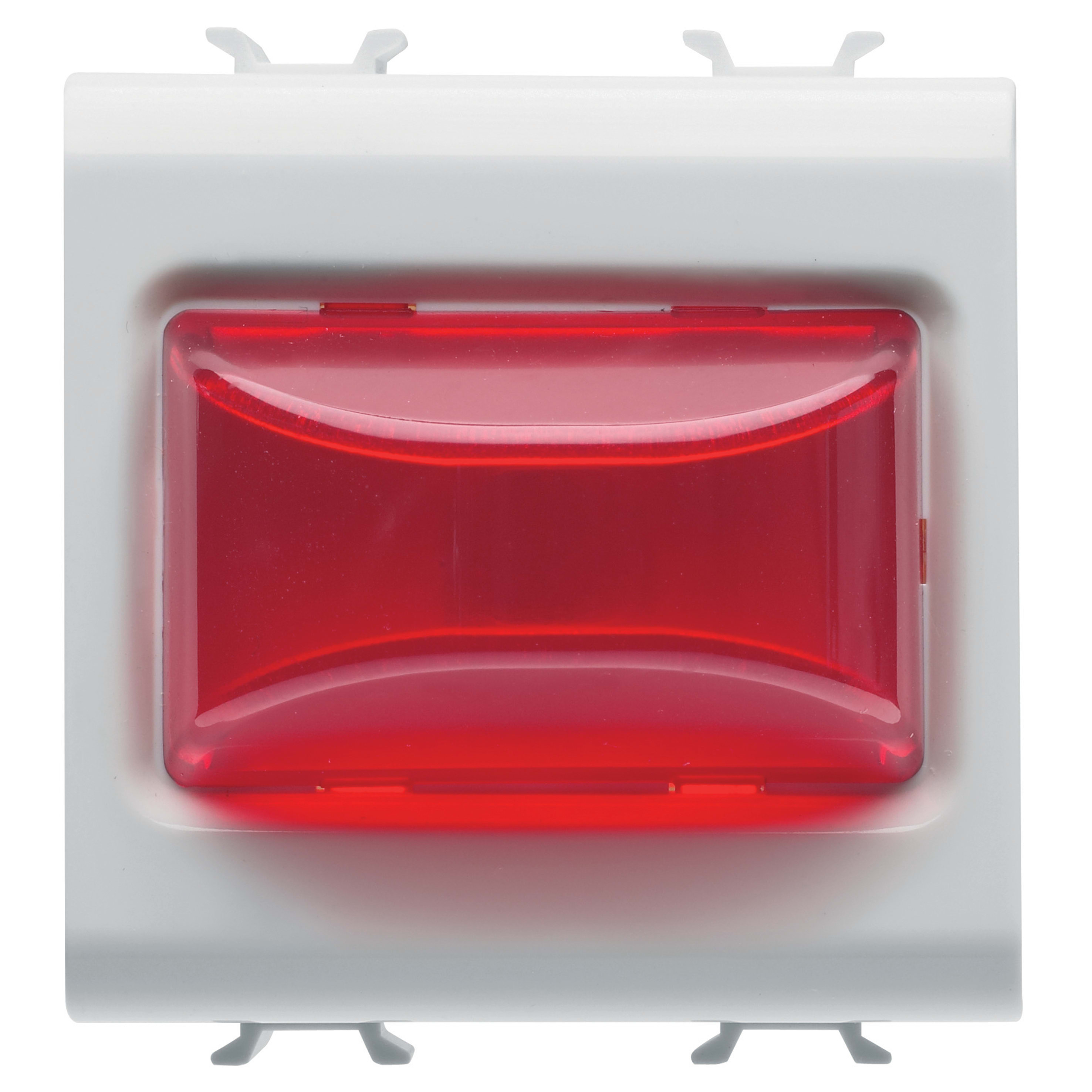 GEWISS - GEWGW15633 SPIA SPORGENTE - 12V ac/dc / 230V ac 50/60 Hz - ROSSO - 2 MODULI - BIANCO SATINATO - CHORUSMART