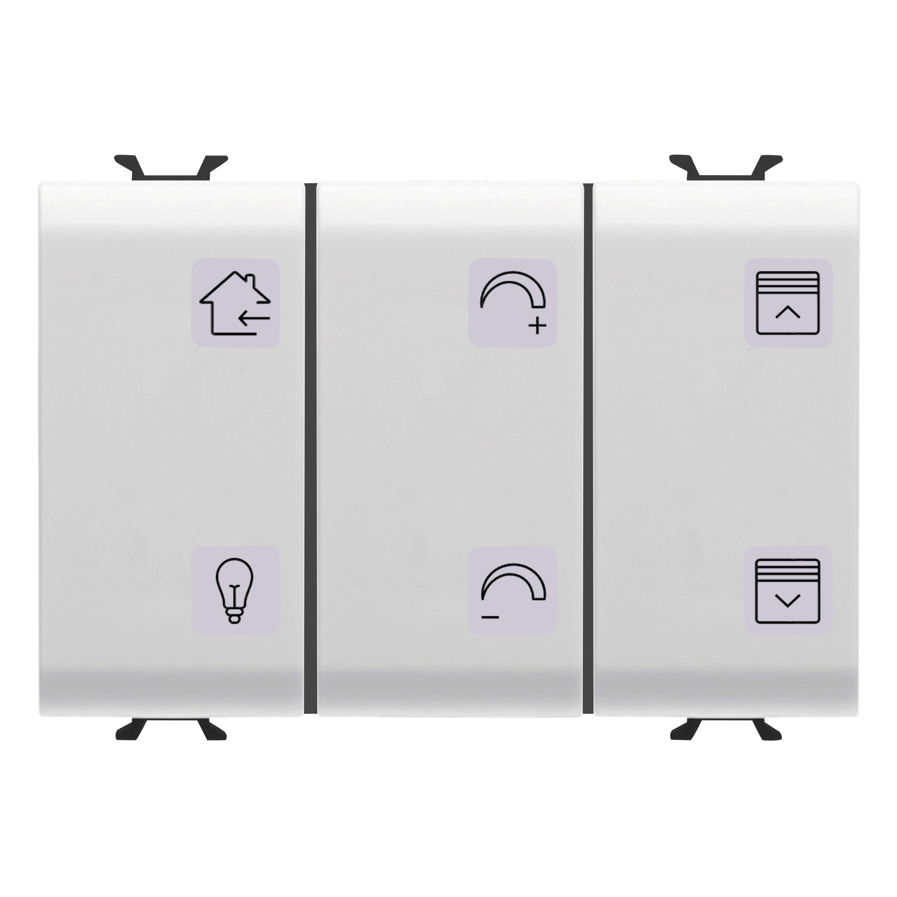 GEWISS - GEWGW15785A PULSANTIERA CON SIMBOLI INTERCAMBIABILI - CON ATTUATORE TAPPARELLE - KNX - 6+1 CANALI - 3 MODULI - BIANCO SATINATO - CHORUSMART