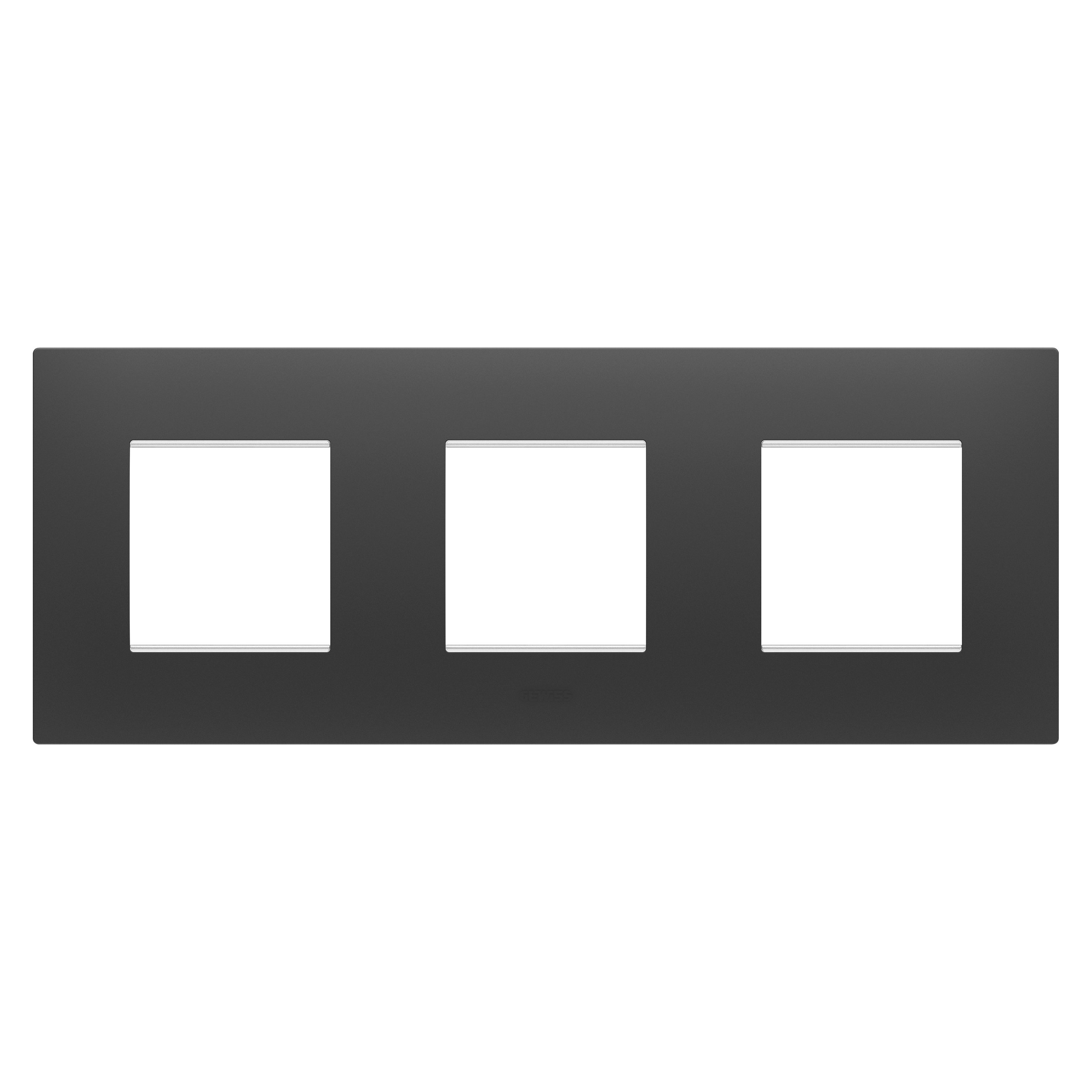 GEWISS - GEWGW16026DB PLACCA EGO INTERNATIONAL - IN TECNOPOLIMERO - 2+2+2 POSTI ORIZZONTALE - NERO SATINATO - CHORUSMART