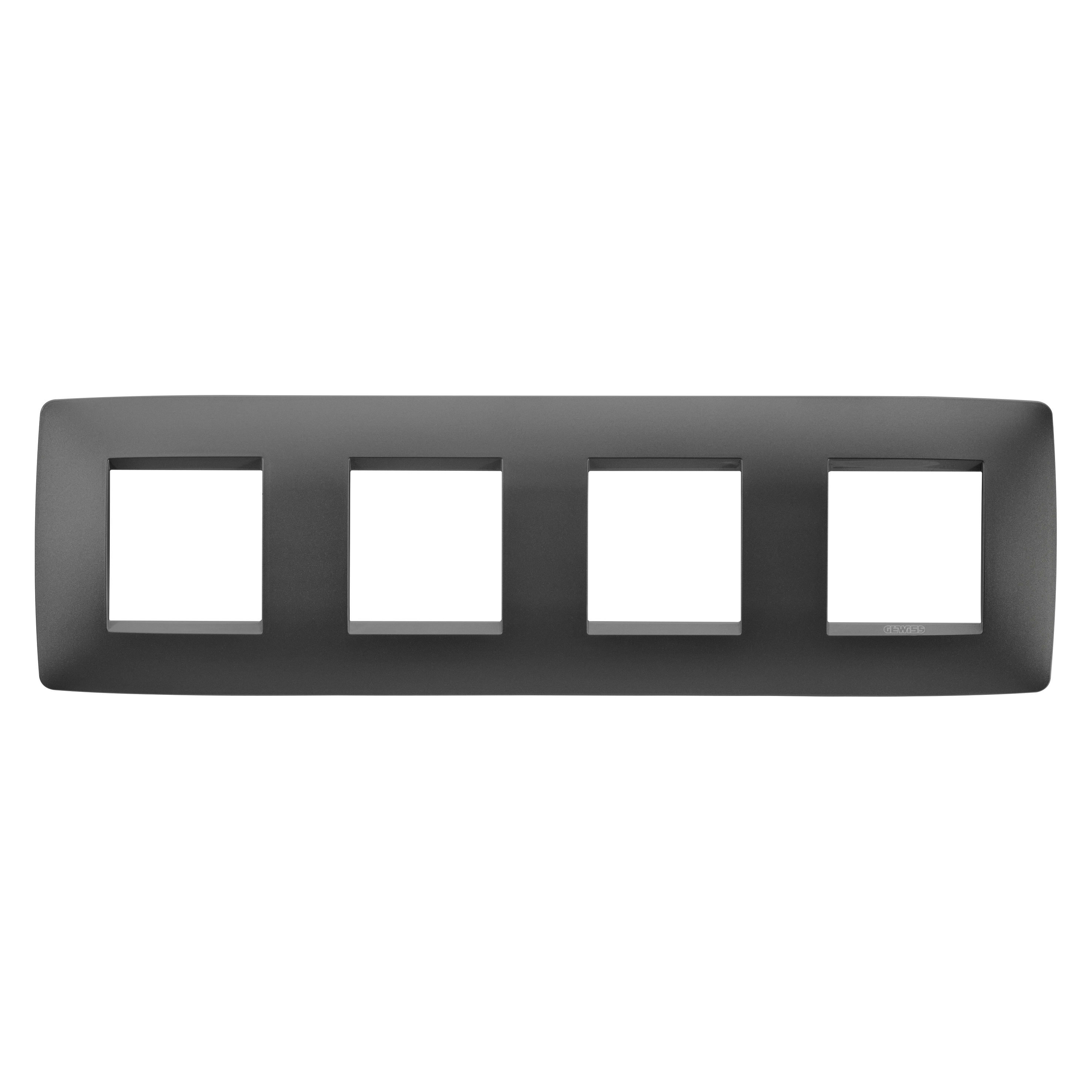 GEWISS - GEWGW16128VN PLACCA ONE INTERNATIONAL - IN TECNOPOLIMERO VERNICIATO - 2+2+2+2 POSTI ORIZZONTALE - NERO SATINATO - CHORUSMART