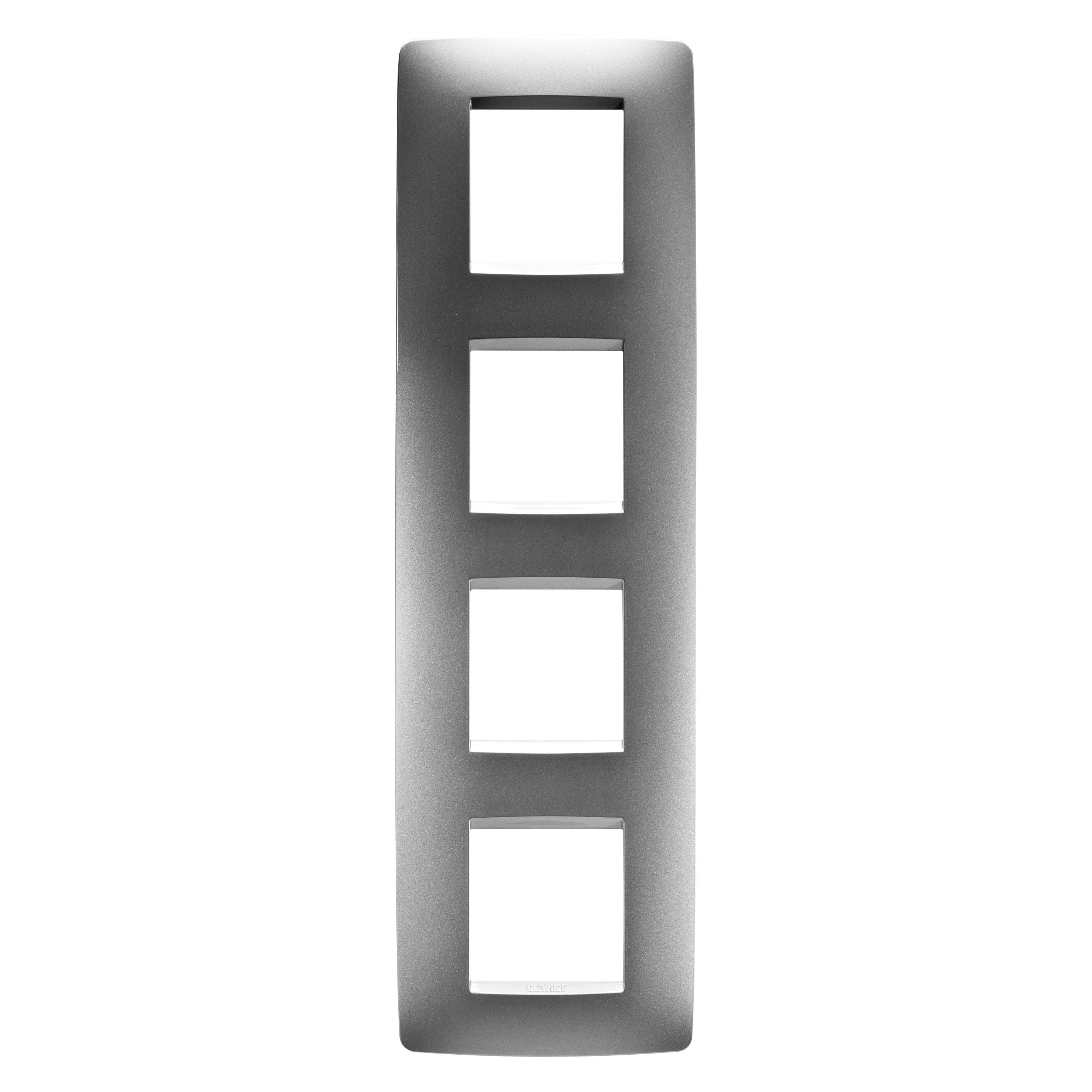 GEWISS - GEWGW16129VT PLACCA ONE INTERNATIONAL - IN TECNOPOLIMERO VERNICIATO - 2+2+2+2 POSTI VERTICALE - TITANIO - CHORUSMART