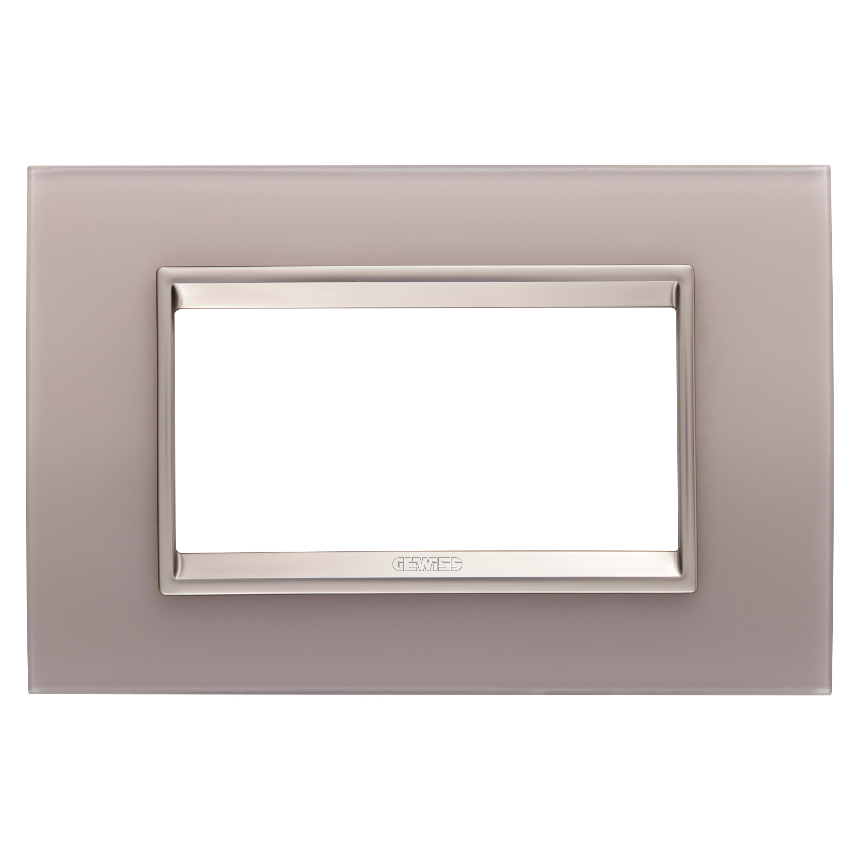 GEWISS - GEWGW16204GP PLACCA LUX - IN VETRO - 4 POSTI - GRIGIO PERLA - CORNICE BRONZO CHIARO OPACO - CHORUSMART