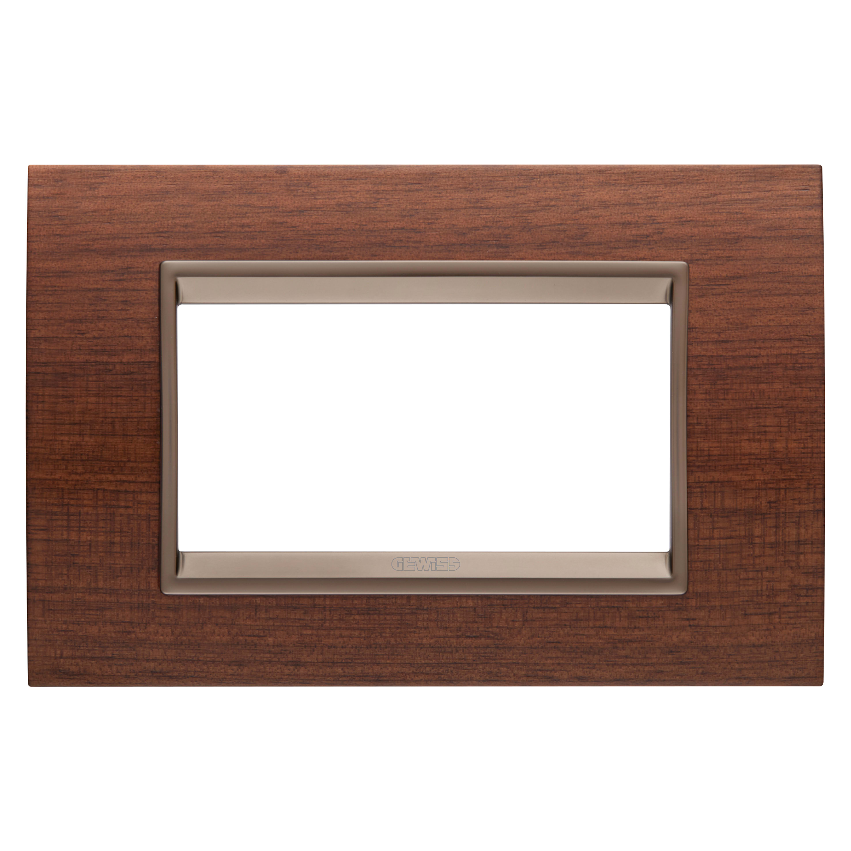 GEWISS - GEWGW16204WU PLACCA LUX - IN LEGNO - 4 POSTI - NOCE - CORNICE BRONZO SCURO OPACO - CHORUSMART