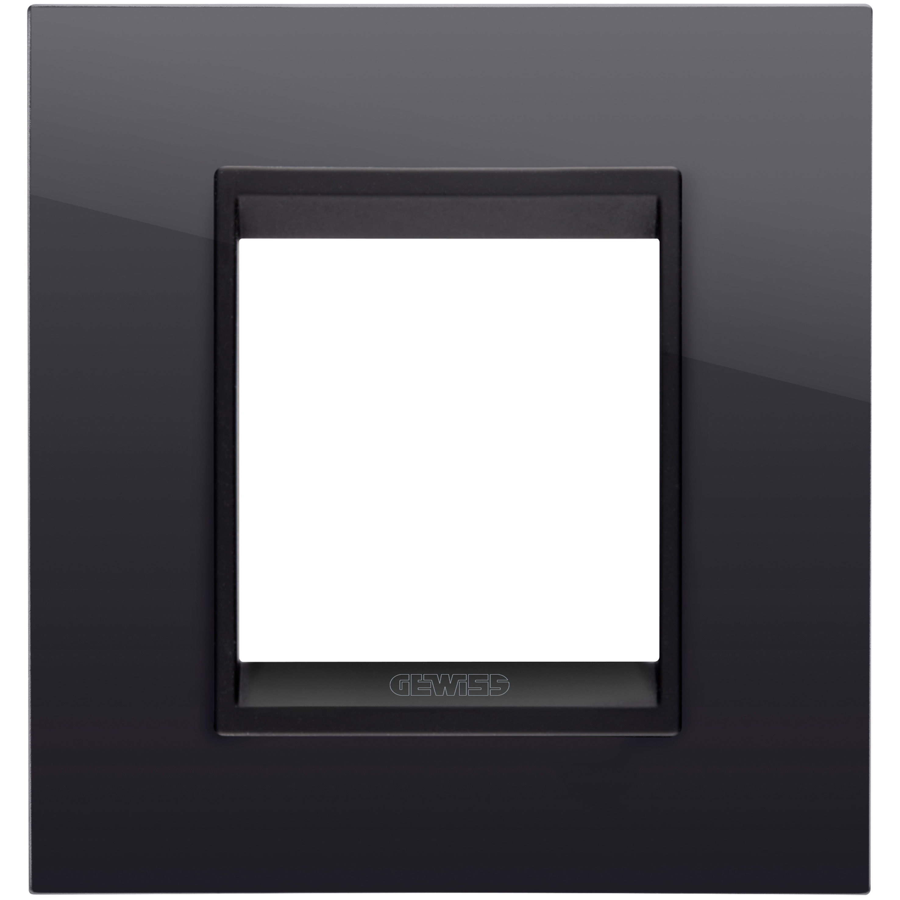 GEWISS - GEWGW16222YN PLACCA LUX INTERNATIONAL - IN TECNOPOLIMERO - 2 POSTI - NERO TONER LAVY - CORNICE NERO OPACO - CHORUSMART