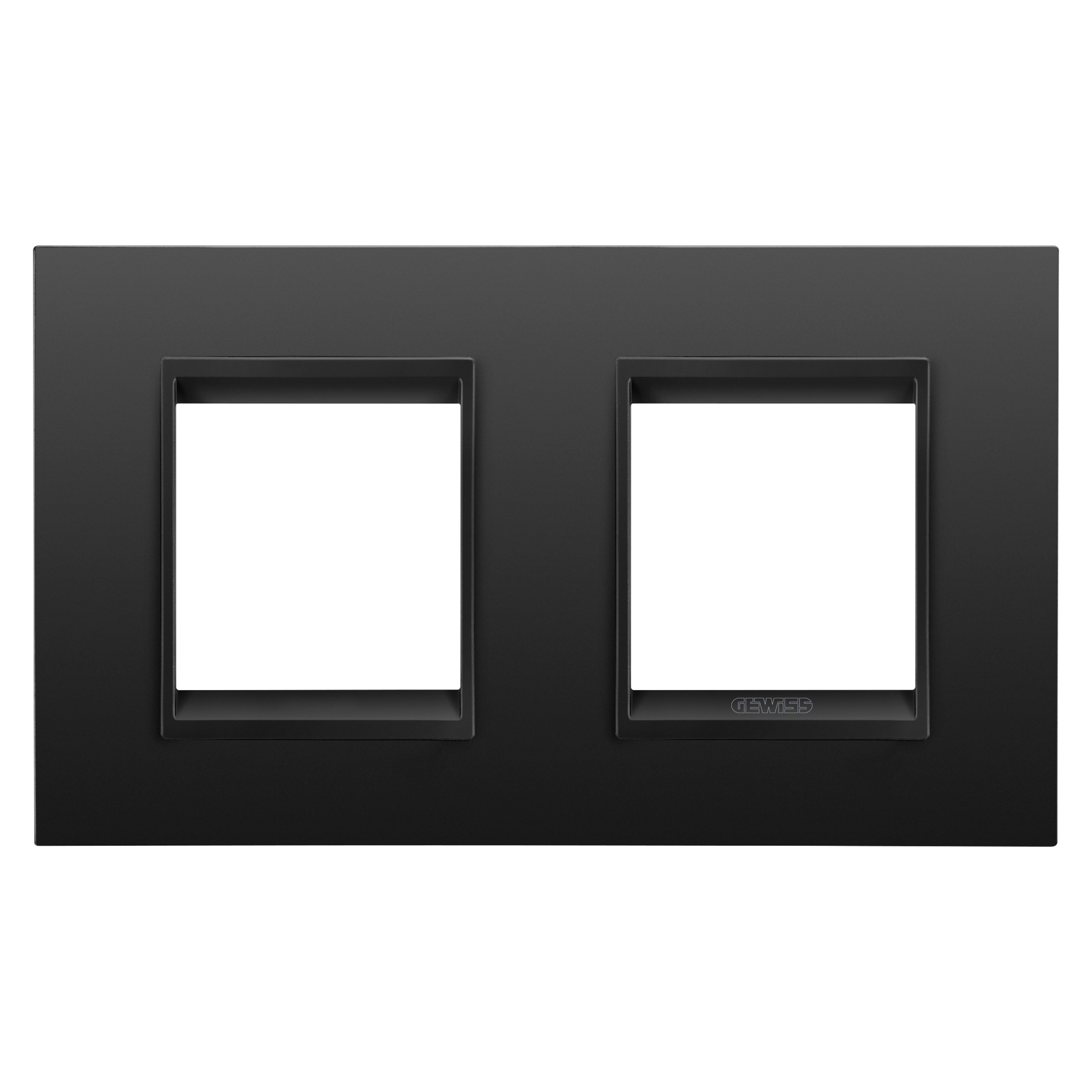 GEWISS - GEWGW16223XM PLACCA LUX INTERNATIONAL - IN METALLO - 2+2 POSTI ORIZZONTALE - NERO SATINATO MONOCHROME - CHORUSMART