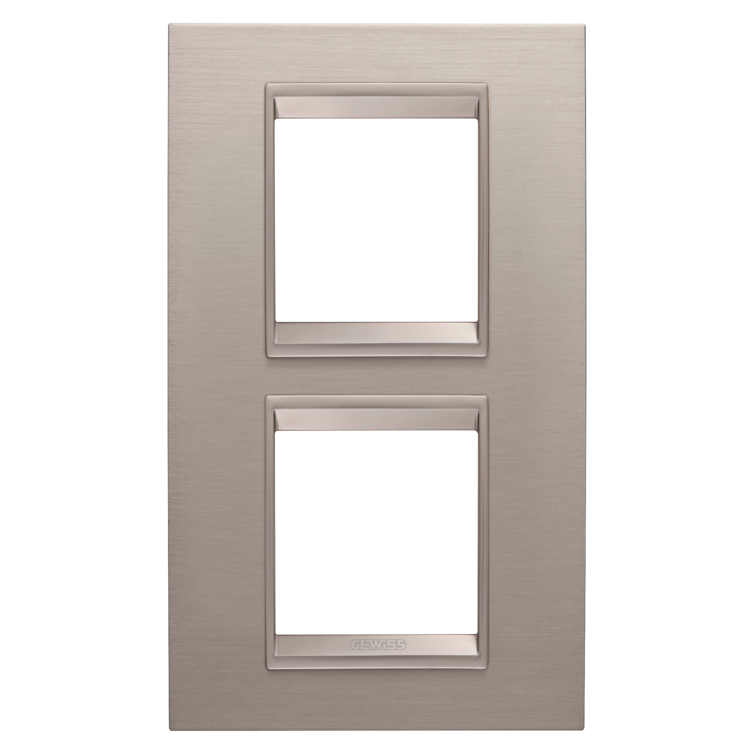 GEWISS - GEWGW16224XS PLACCA LUX INTERNATIONAL - IN METALLO - 2+2 POSTI VERTICALE - ALLUMINIO SPAZZOLATO - CORNICE BRONZO CHIARO OPACO - CHORUSMART