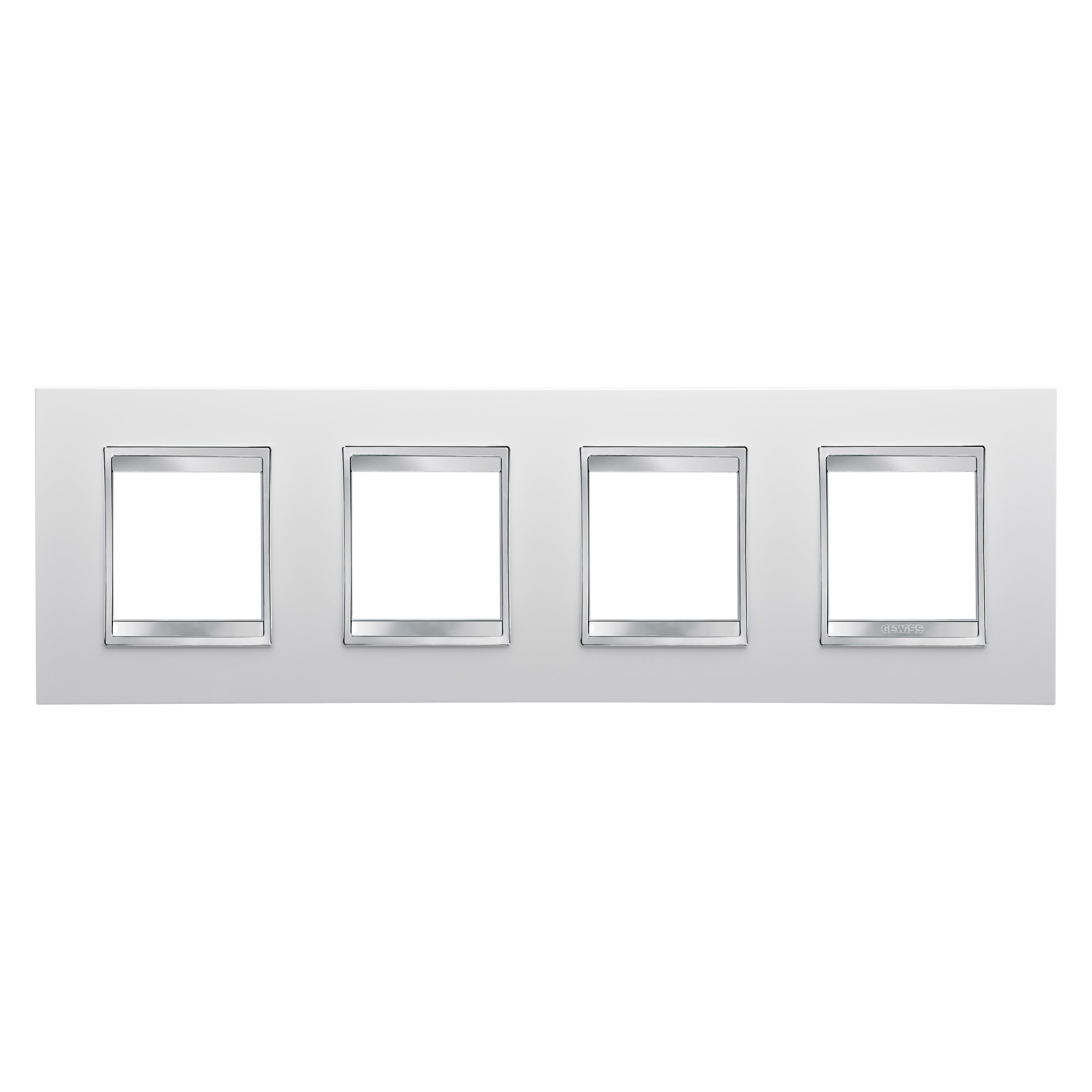 GEWISS - GEWGW16228TB PLACCA LUX INTERNATIONAL - IN TECNOPOLIMERO - 2+2+2+2 POSTI ORIZZONTALE - BIANCO - CHORUSMART