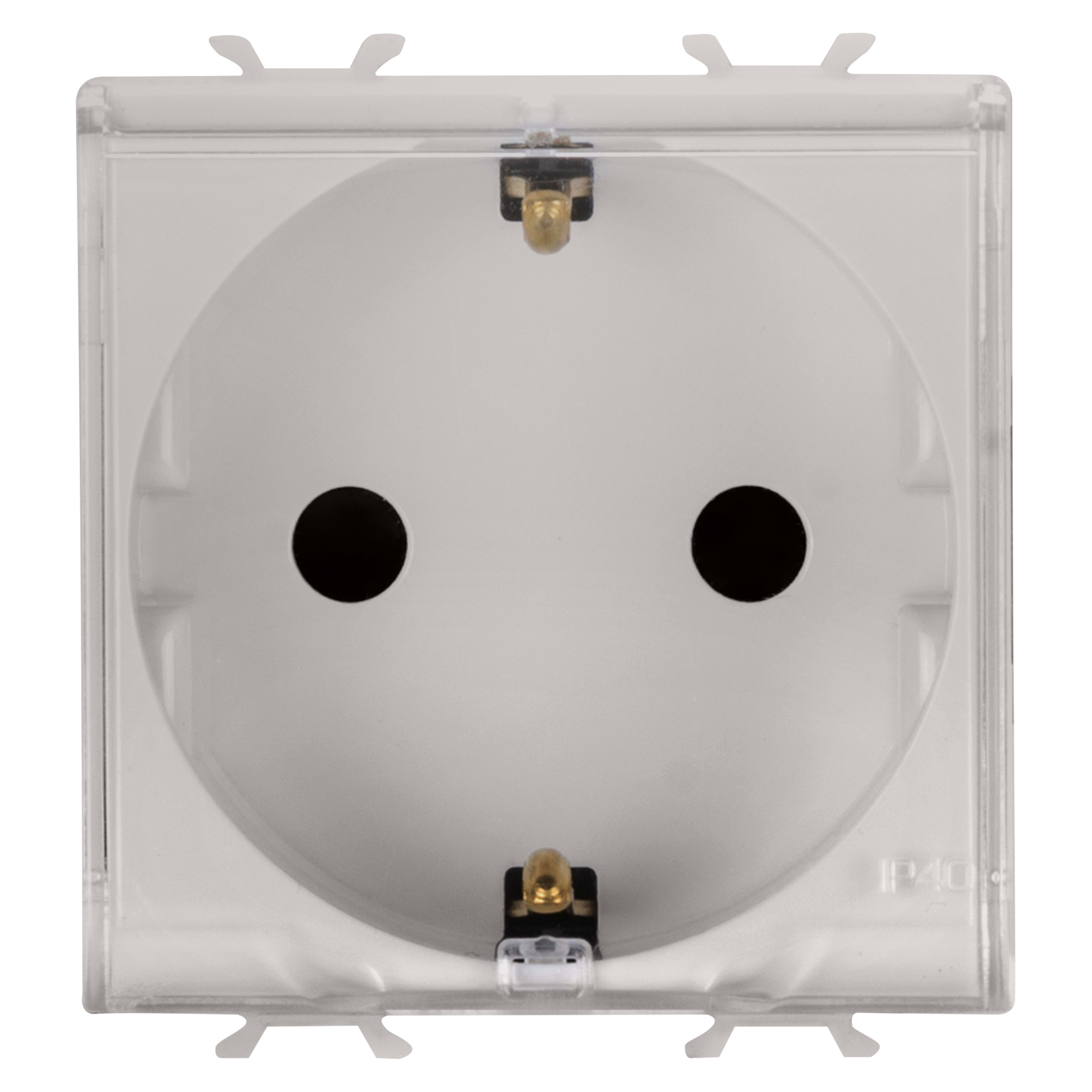GEWISS - GEWGW13242 PRESA STANDARD TEDESCO 250V ac - 2P+T 16A - 2 MODULI - CON COPERCHIO - NATURAL BEIGE SATINATO - CHORUSMART