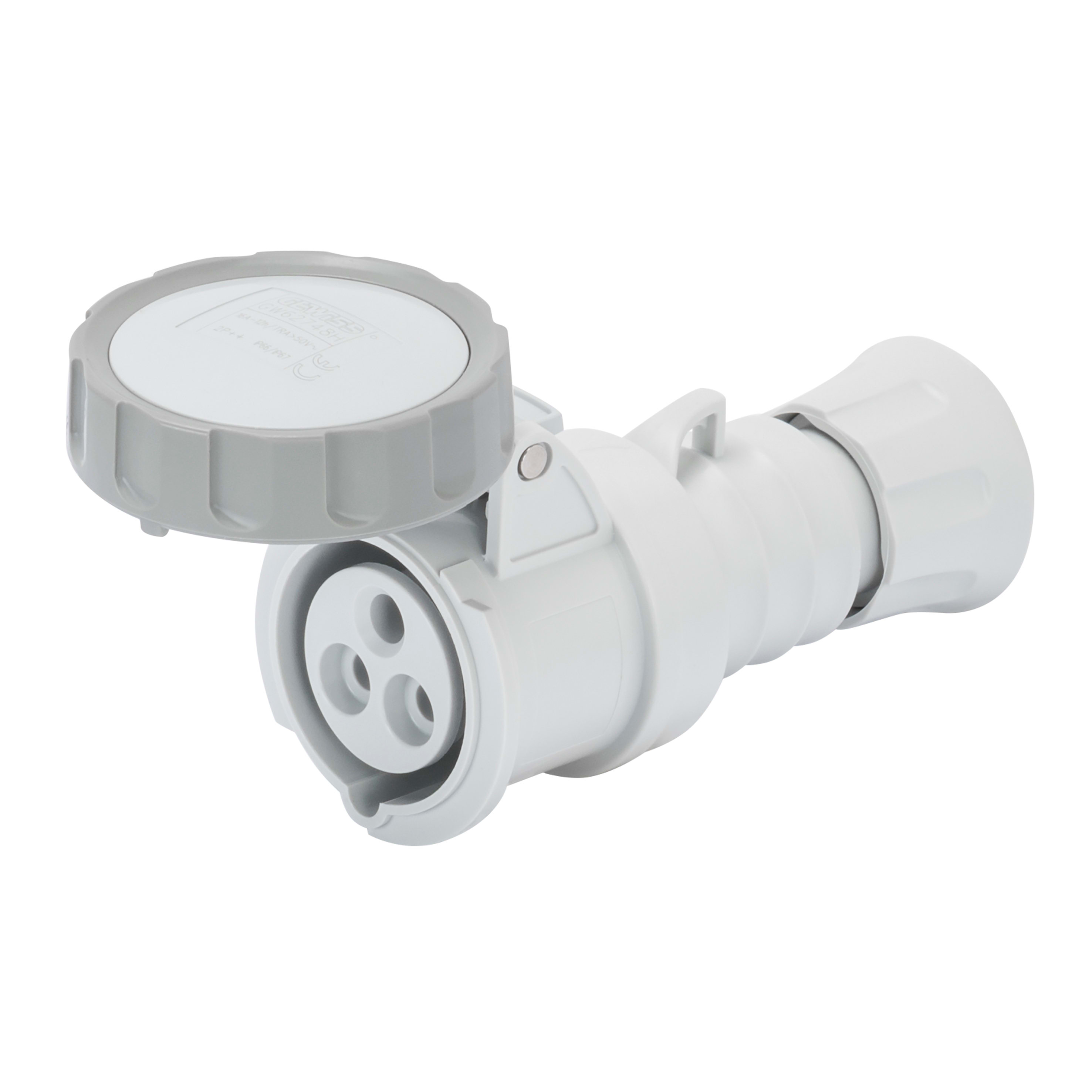 GEWISS - GEWGW62766H PRESA MOBILE DIRITTA HP - IP66/IP67/IP68/IP69 - 2P+T 32A >50-250V c.c. - GRIGIO - 3H - CABLAGGIO A VITE