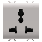 GEWISS - GEWGW13310 PRESA MULTISTANDARD 2P+T - 13 A/250 V ac - 15 A/127 V ac - 2 MODULI - NATURAL BEIGE SATINATO - CHORUSMART