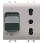 GEWISS - GEWGW13311 PRESA INTERBLOCCATA - 2P+T 16A - P17-P11 - CON INTERRUTTORE MAGNETOTERMICO 1P+N 16A - 230V ac - 2 MODULI - NATURAL BEIGE SATINATO - CHORUSMART