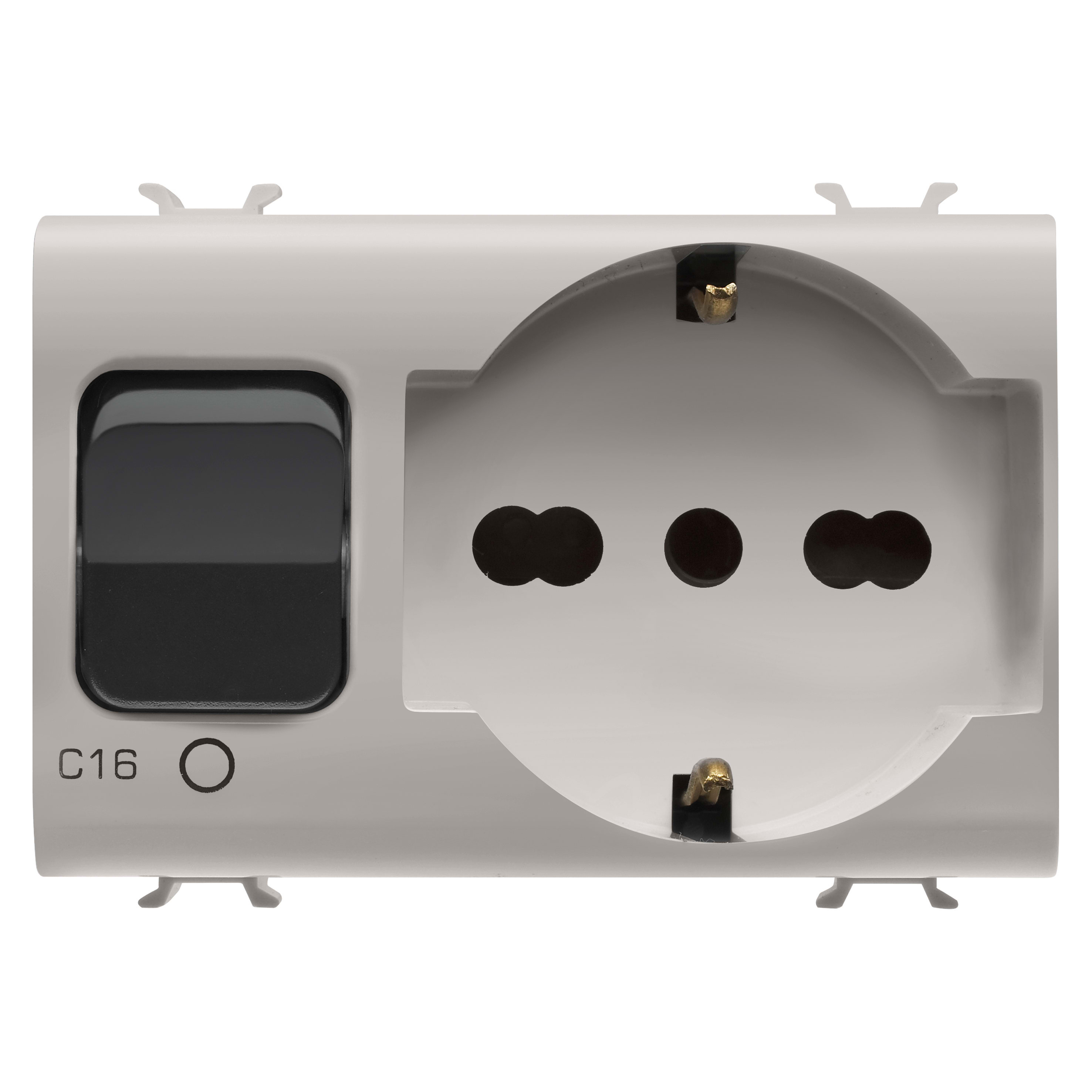 GEWISS - GEWGW13312 PRESA INTERBLOCCATA - 2P+T 16A - P40 - CON INTERRUTTORE MAGNETOTERMICO 1P+N 16A - 230V ac - 3 MODULI - NATURAL BEIGE SATINATO - CHORUSMART