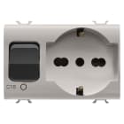 GEWISS - GEWGW13312 PRESA INTERBLOCCATA - 2P+T 16A - P40 - CON INTERRUTTORE MAGNETOTERMICO 1P+N 16A - 230V ac - 3 MODULI - NATURAL BEIGE SATINATO - CHORUSMART