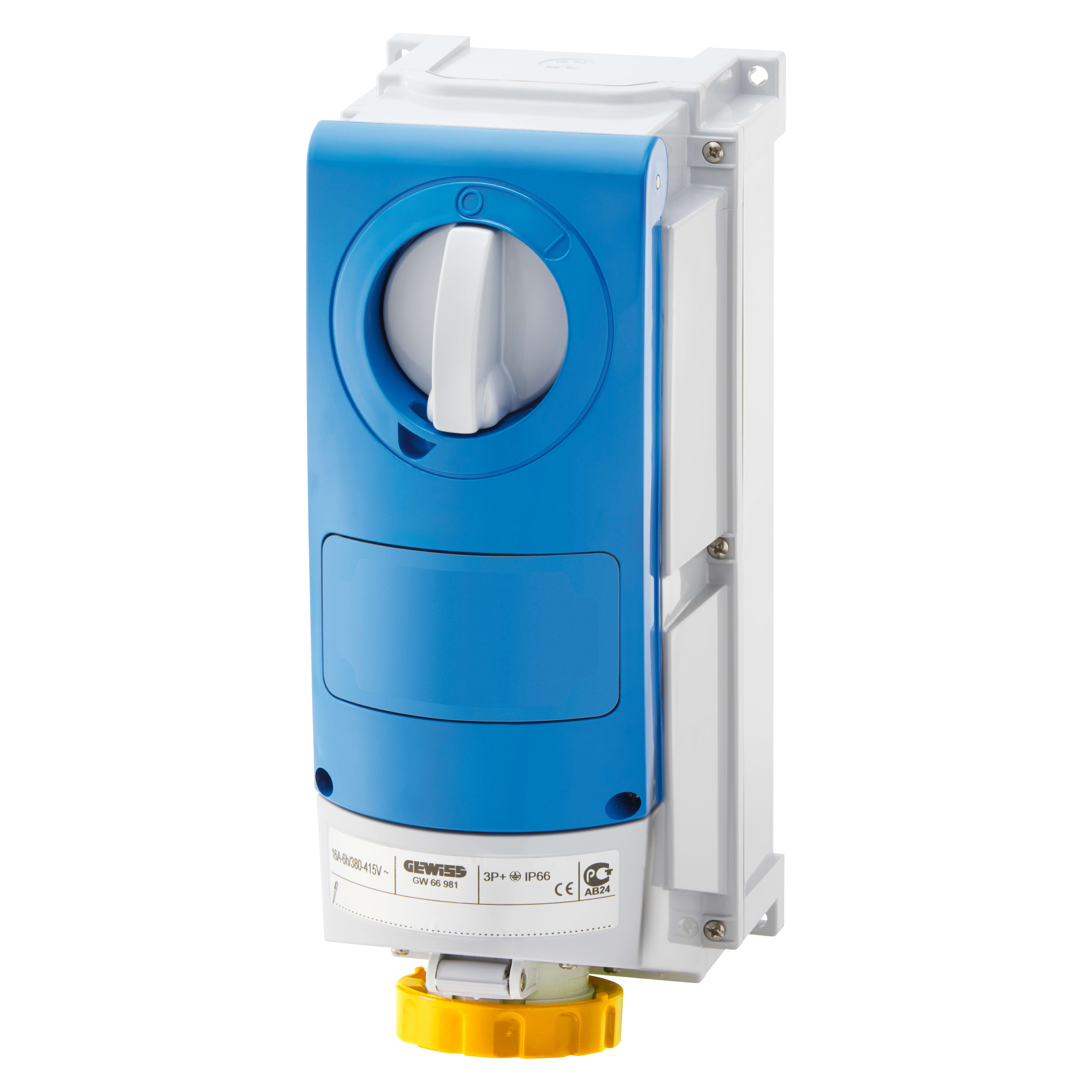 GEWISS - GEWGW66502 PRESA FISSA INTERBLOCCATA VERTICALE - CON FONDO - SENZA BASE PORTAFUSIBILI - IMPIEGHI GRAVOSI - 3P+T 16A 100 - 130V - 50/60HZ 4H - IP66