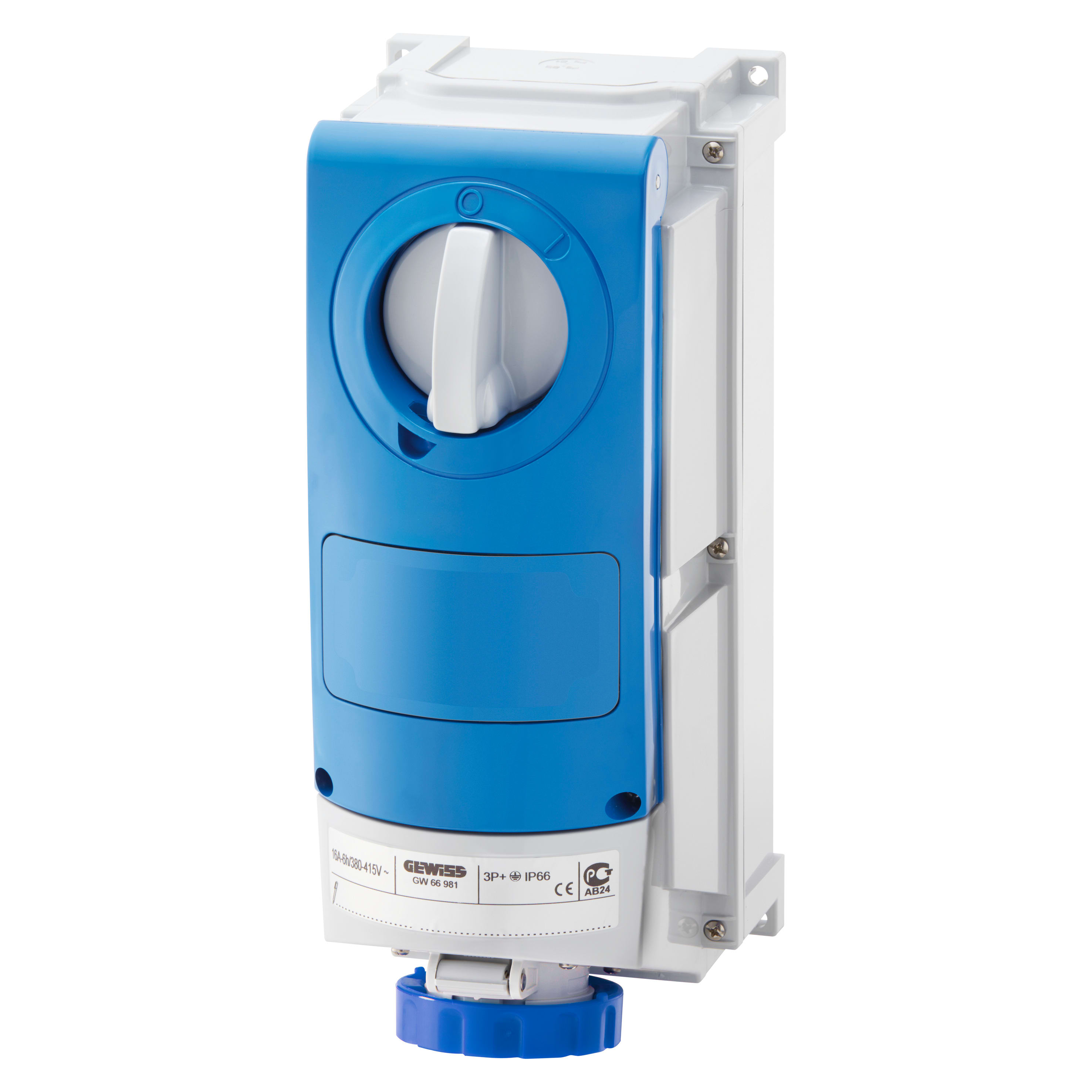 GEWISS - GEWGW66517 PRESA FISSA INTERBLOCCATA VERTICALE - CON FONDO - SENZA BASE PORTAFUSIBILI - IMPIEGHI GRAVOSI - 3P+N+T 32A 200 - 250V - 50/60HZ 9H - IP66