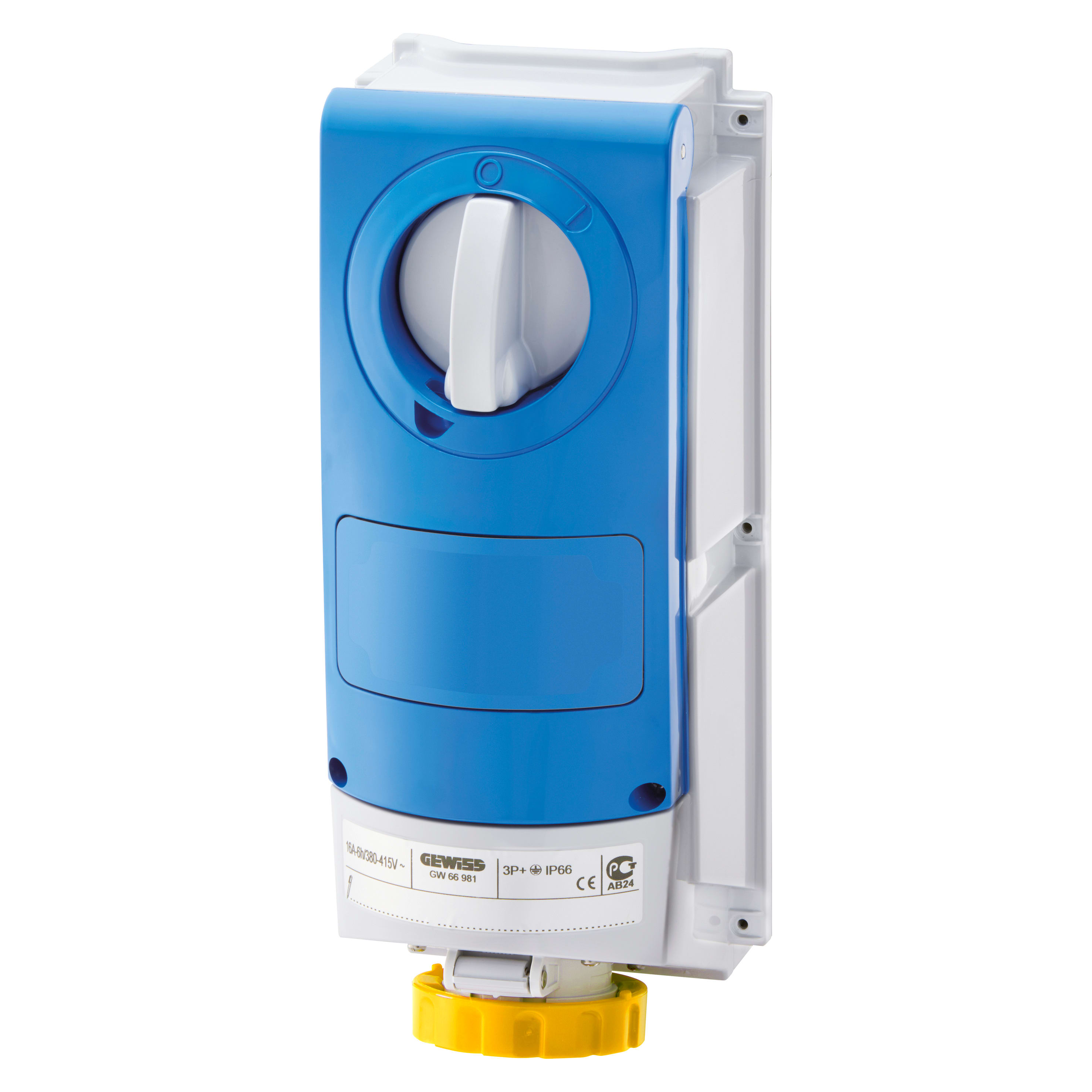 GEWISS - GEWGW66537 PRESA FISSA INTERBLOCCATA VERTICALE - SENZA FONDO - SENZA BASE PORTAFUSIBILI - IMPIEGHI GRAVOSI - 3P+N+T 16A 100 - 130V - 50/60HZ 4H - IP66