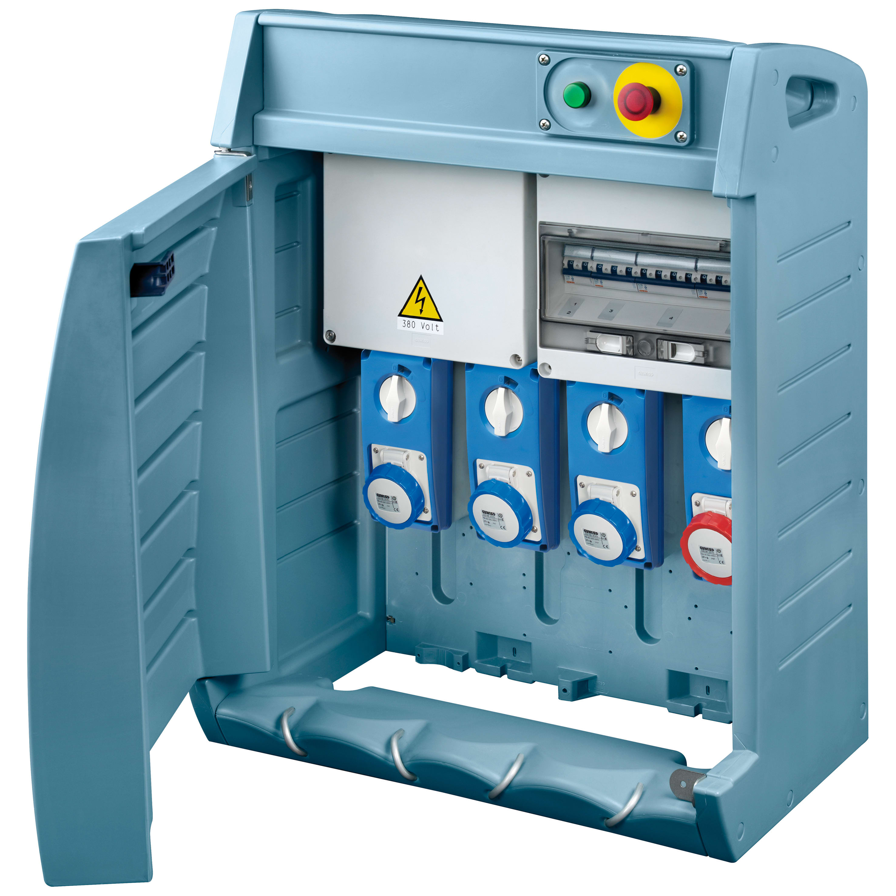 GEWISS - GEWGW68588 Q-BOX 4 - CON SPINA FISSA - CABLATO - 1 2P+T 16A + 2 3P+T 16 A + 1 3P+T 32A - IP55