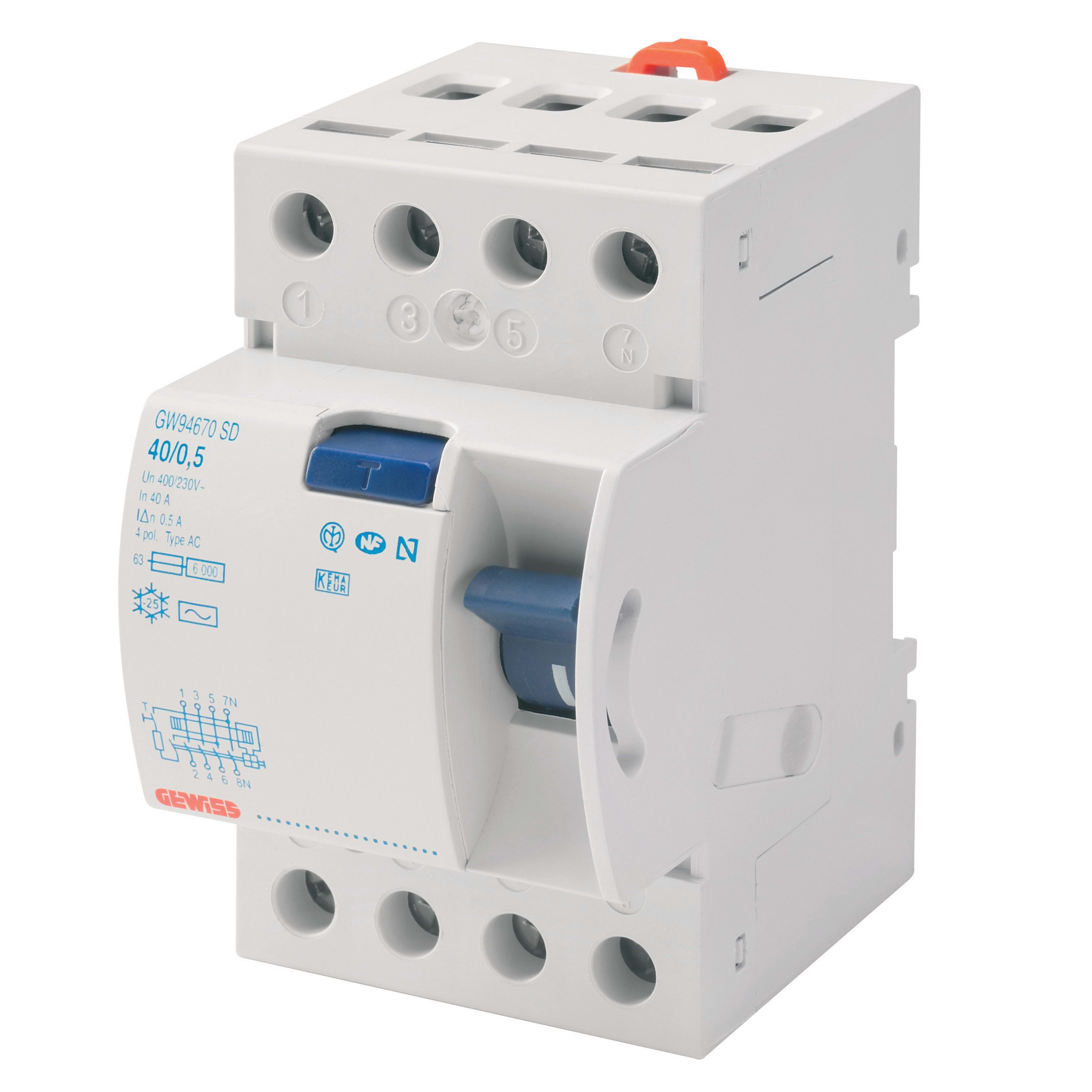 GEWISS - GEWGW94668 INT.DIFF.PURO 4P.40A ISTANT.AC/0,1 3M.