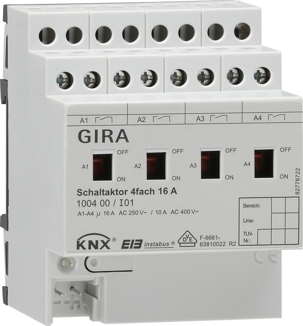 GIRA - GIR100400 Schaltaktor 4f 16 A Hand KNX REG