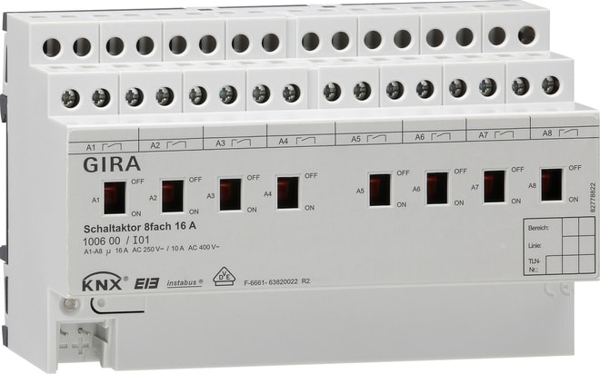 GIRA - GIR100600 Schaltaktor 8f 16 A Hand KNX REG