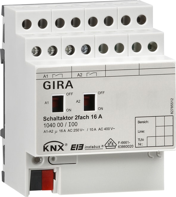 GIRA - GIR104000 Schaltaktor 2f 16 A Hand KNX REG