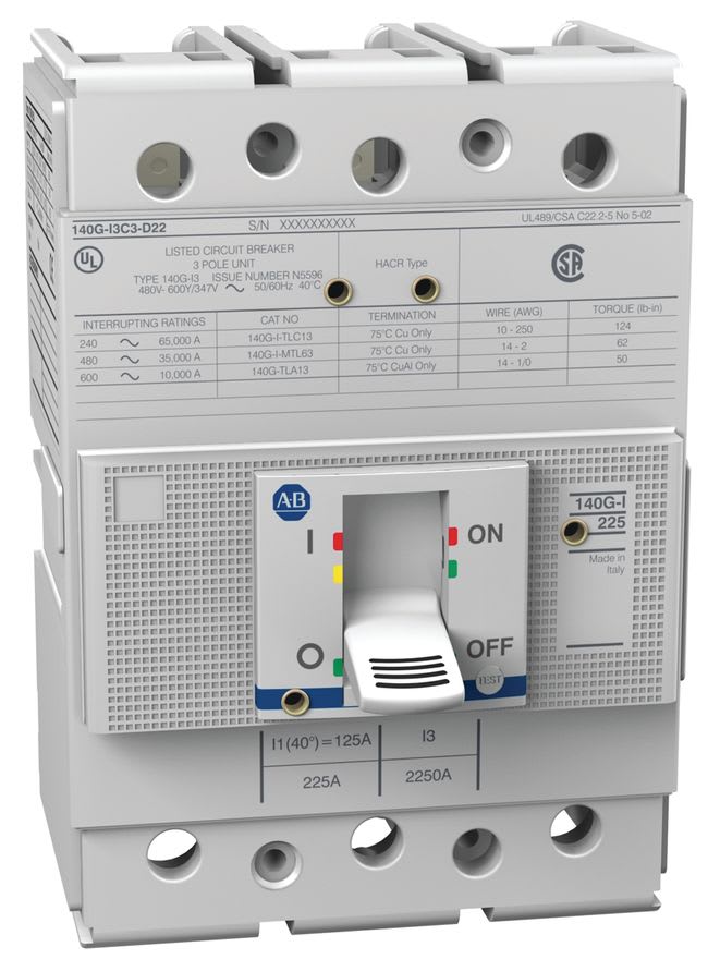 ROCKWELL AUTOMATION - RCK140G-I2C3-D20 140G 225A FRAME MOLDED CASE CKT-BKR