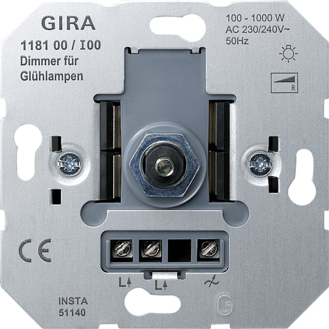 GIRA - GIR118100 MOD. DIMMER INCAND 100 - 1000 W D. PRES.