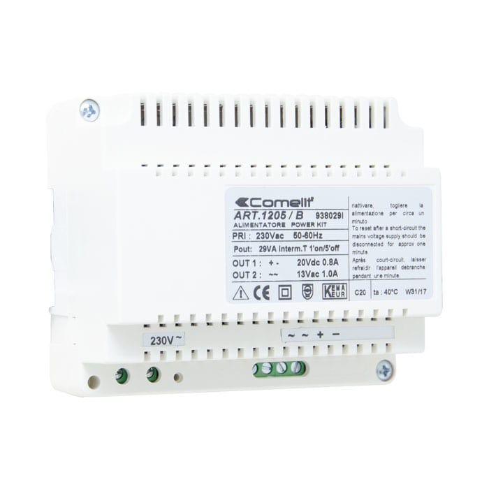 COMELIT GROUP SPA - COE1205/B ALIMENTATORE DOPPIA USCITA, 12VAC-20VDC