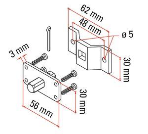 FAAC SPA - FAA132308 KIT STAFFA FORI PASS.+PERNO QUADRO CMS